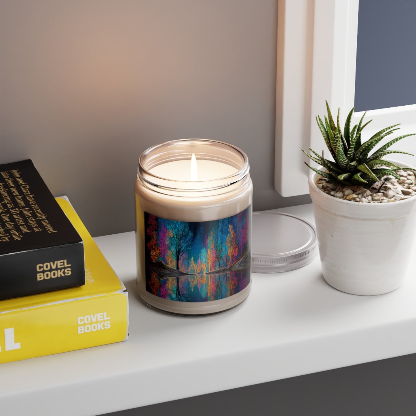 Chromatic Forest Reflection Scented Soy Candles with White Lid, 9oz – Liquid Night Rainbow