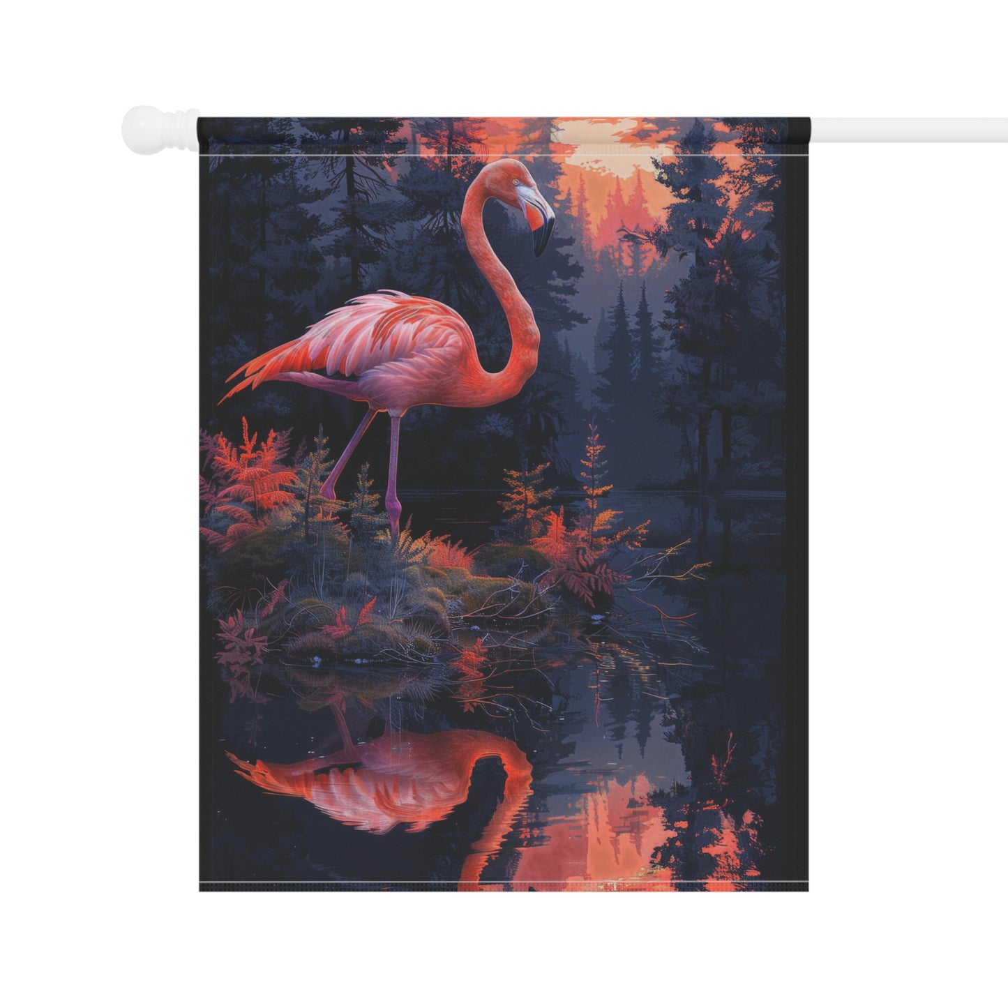Pink Flamingo Sunset Forest Garden Flag - Product
