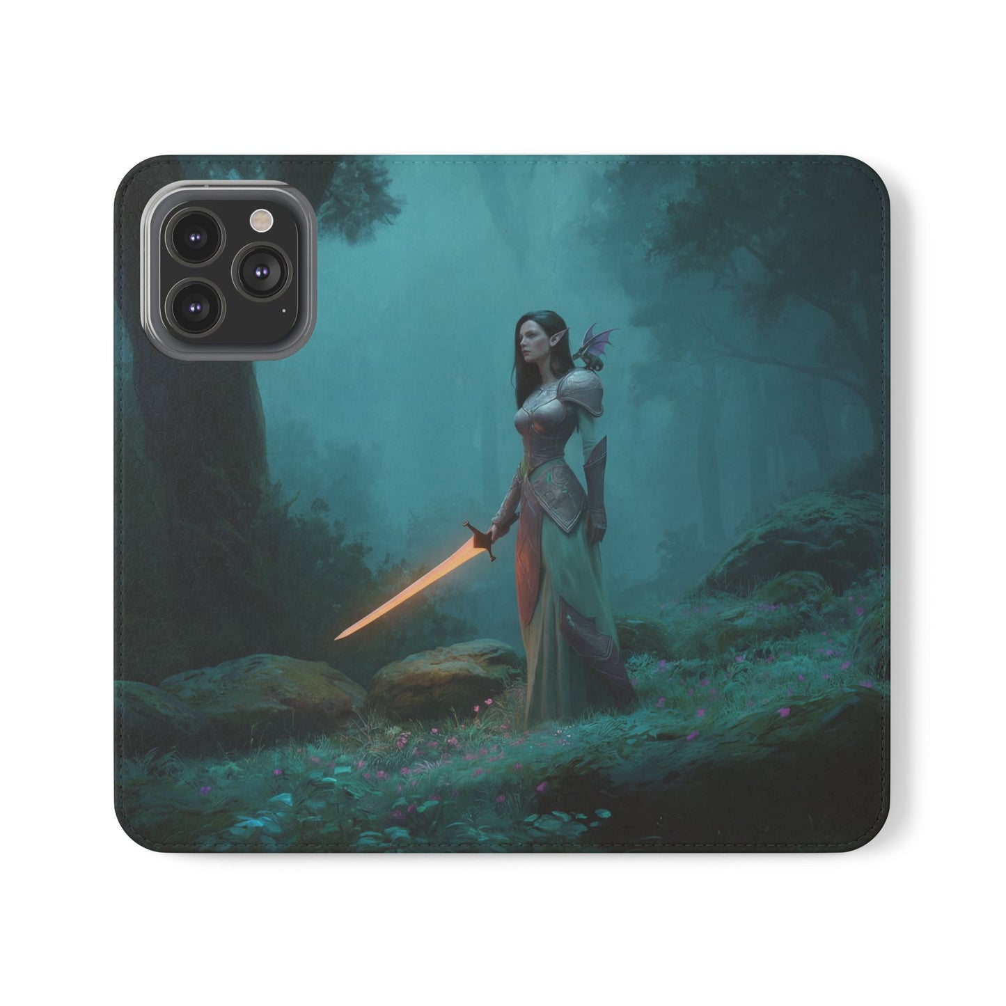 Forest Guardian Flip Cases – Elven Sentinel with Glowing Blade