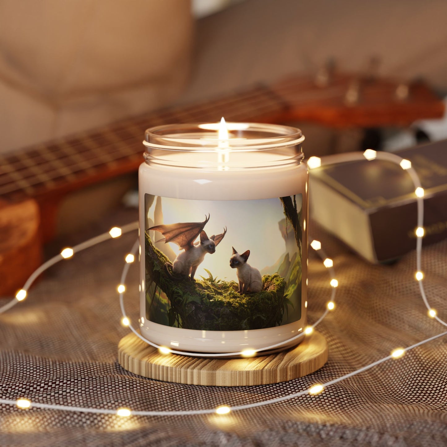 Winged Siamese Cat Scented Soy Candle, 9oz – Sunlit Canopy Whispers