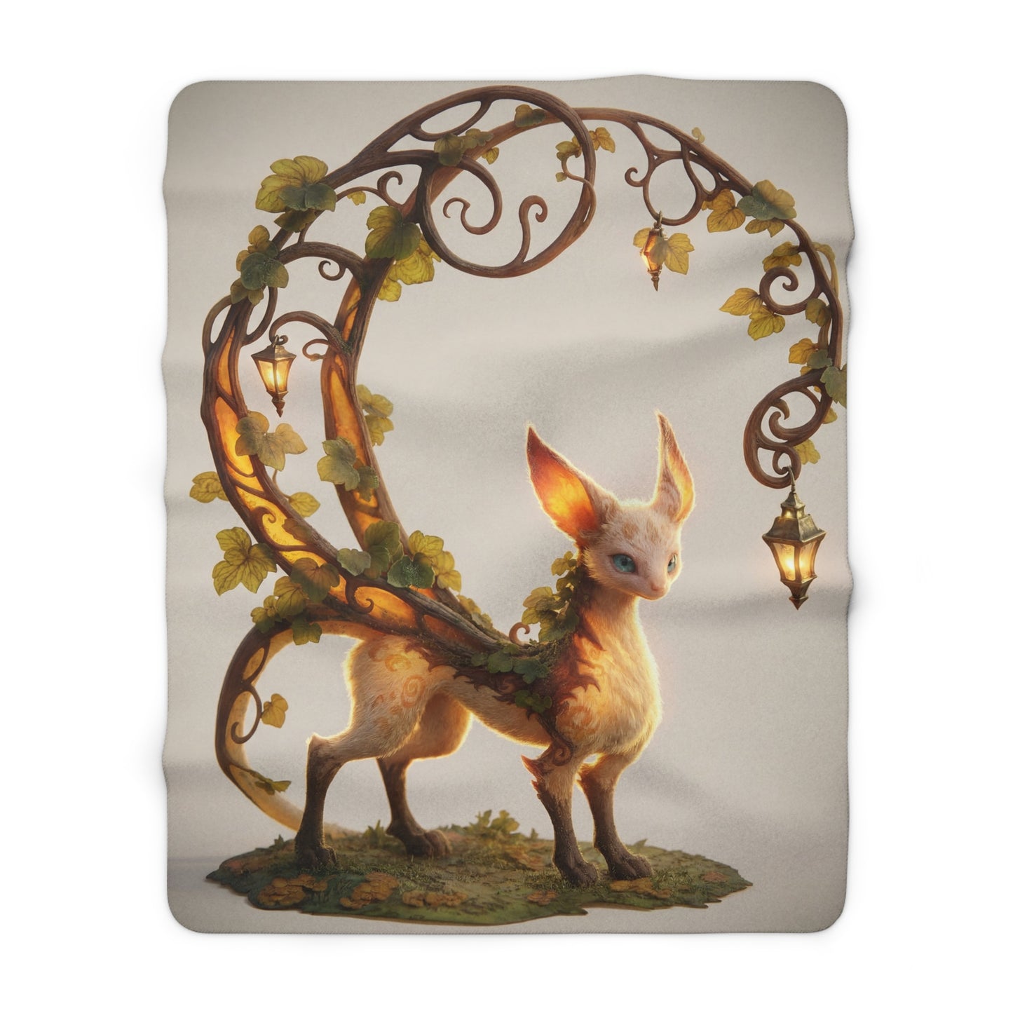 Lantern Grove Fennec Blanket – Amber & Iron Garden Guardian Sherpa Throw