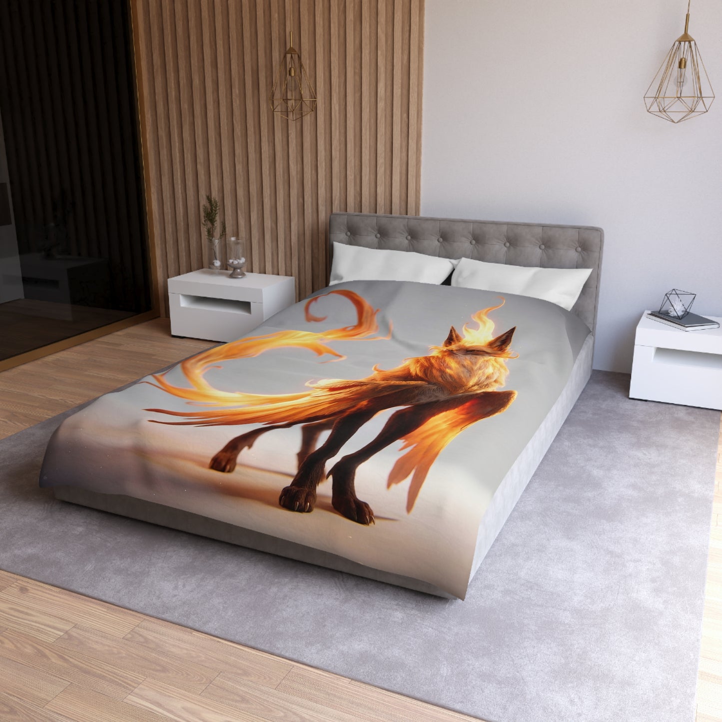 Phoenix Fox Microfiber Duvet Cover – Radiant Flame Guardian