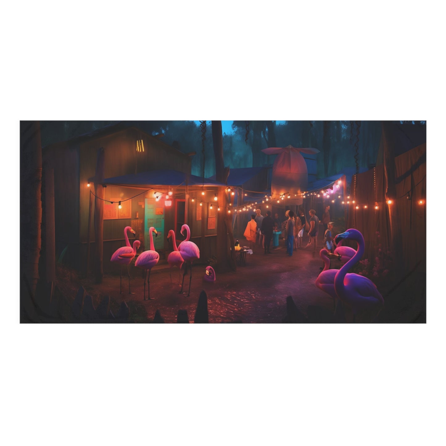 oregon country fair, flamingos at the sauna at oregon country fair, oregon, midnight, disney, pixar - Mink-Cotton Towel