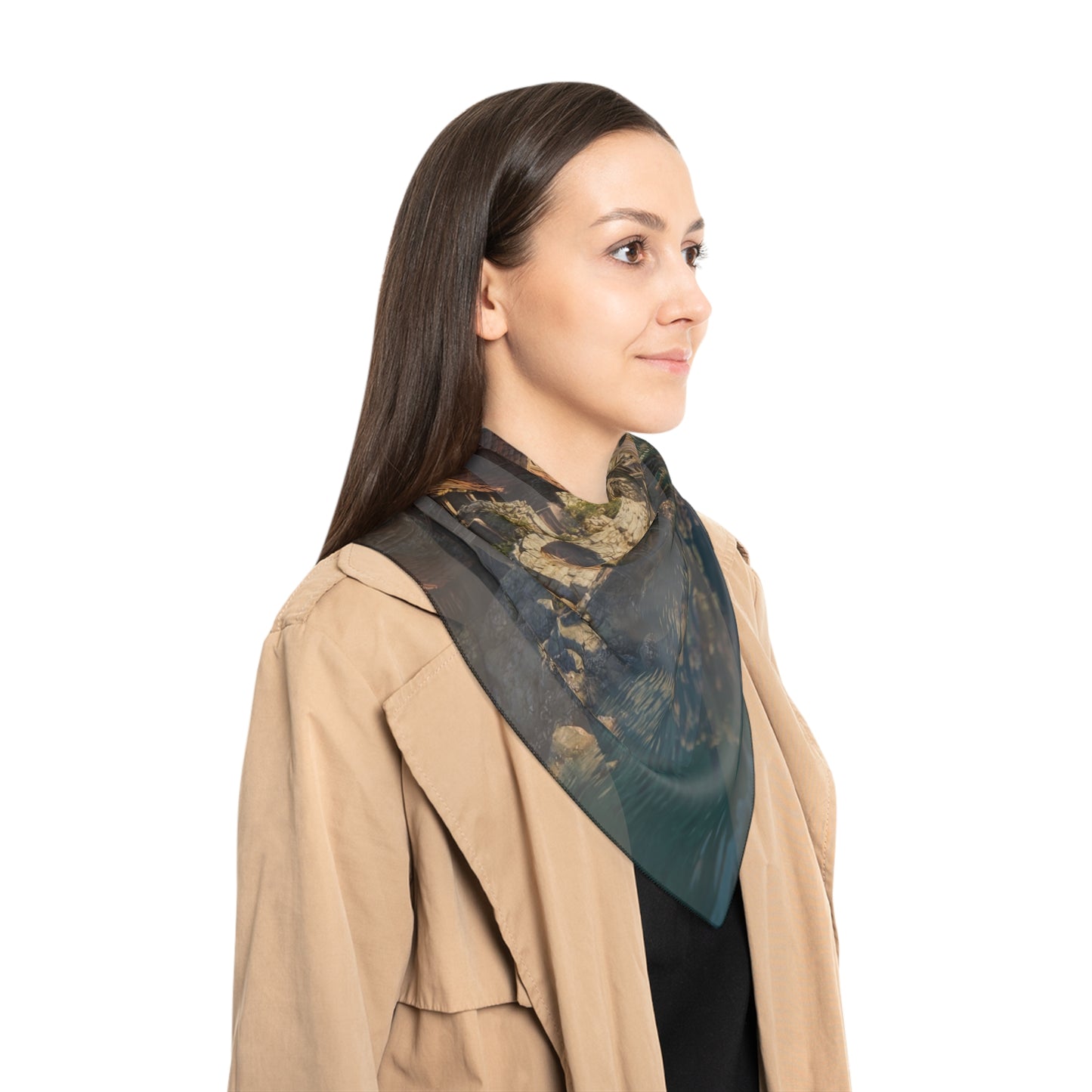 Coastal Viking Village Poly Scarf – Sunset Harbor Whispers