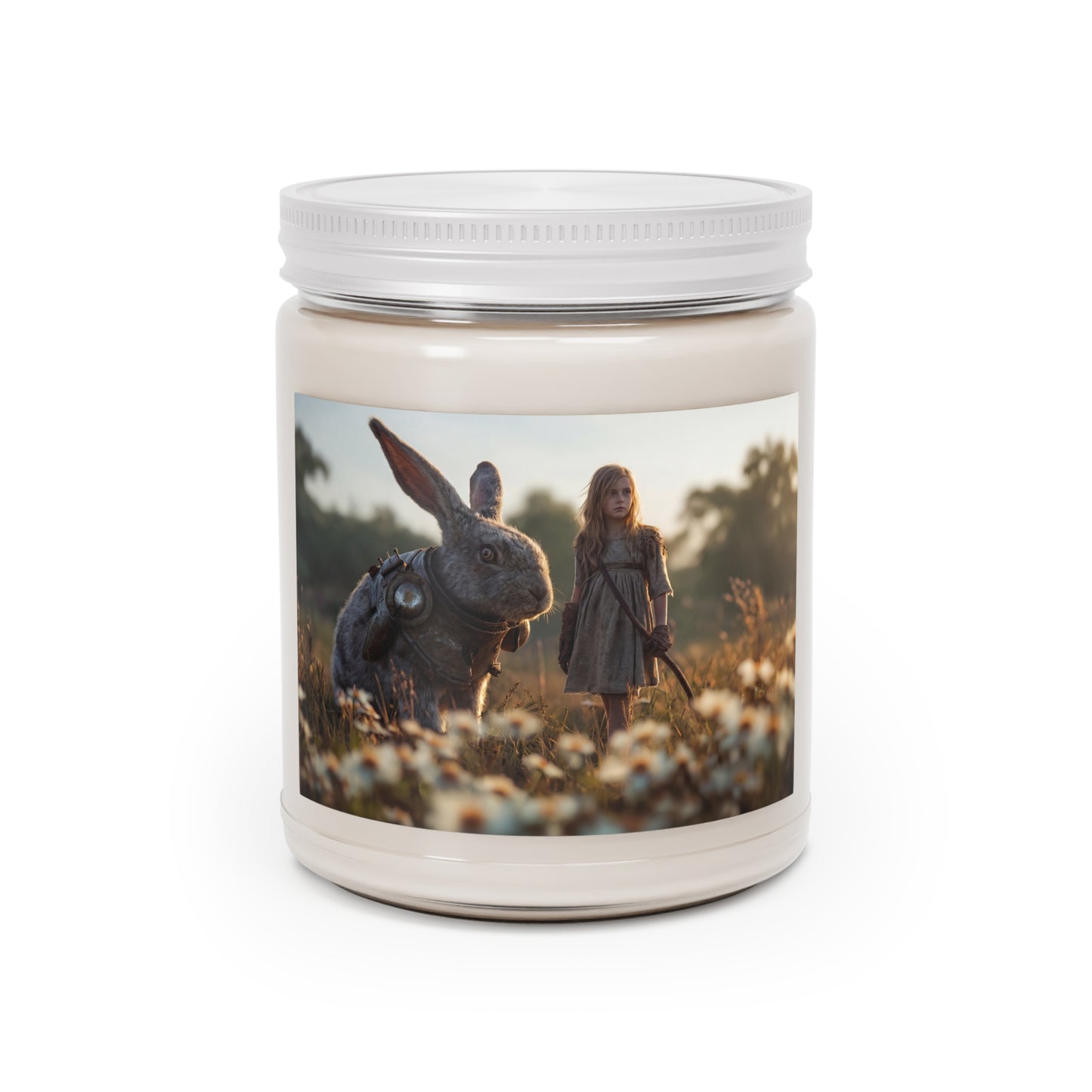 Guardian Rabbit and Girl Scented Soy Candles with White Lid, 9oz – Sunset Meadow Pact