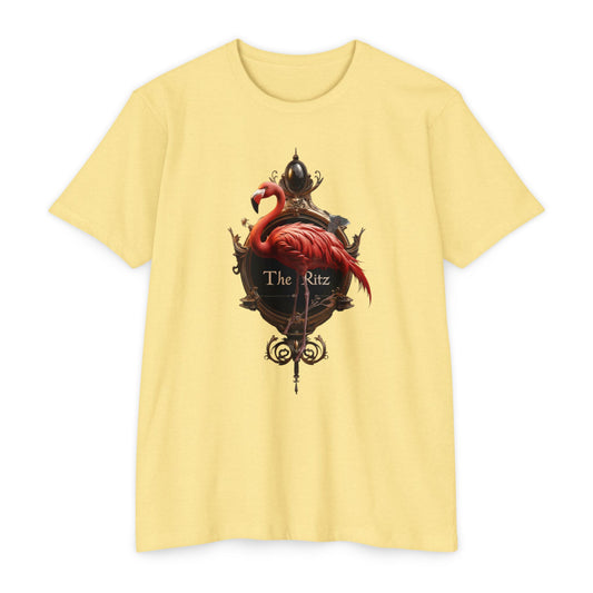 The Ritz Flamingo Ornate Clock T-shirt – Gilded Timepiece and Pink Bird Design