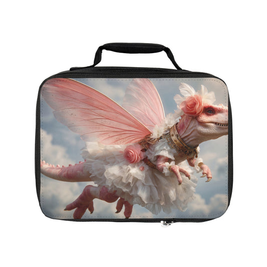 Pink Winged Dinosaur Fairy Lunch Bag – Cloud-Draped Sky Ballet