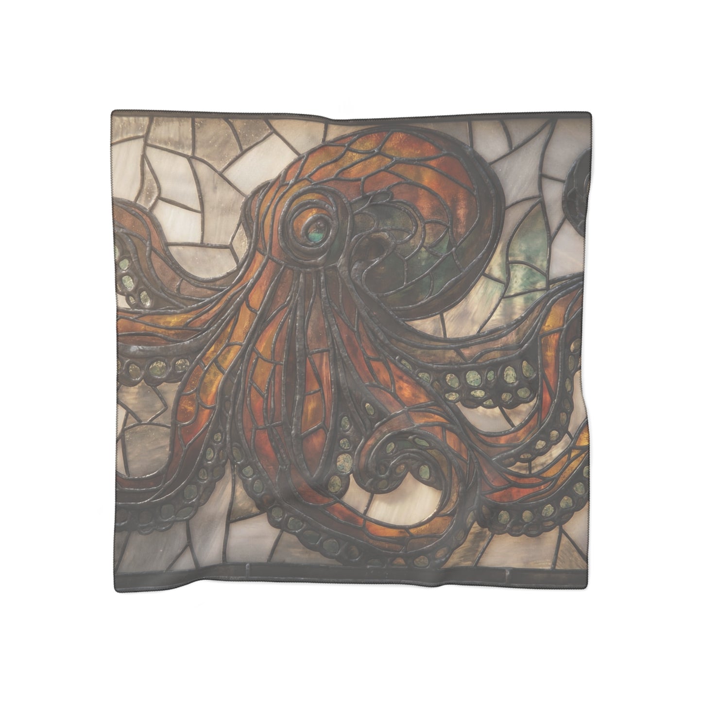 Stained Glass Octopus Poly Scarf – Amber Tides & Iron Lace