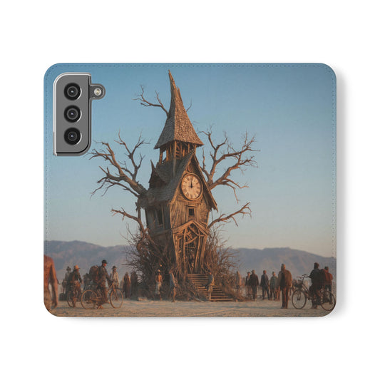 Clocktower Wanderers Flip Cases – Dusty Desert Sentinel Scene