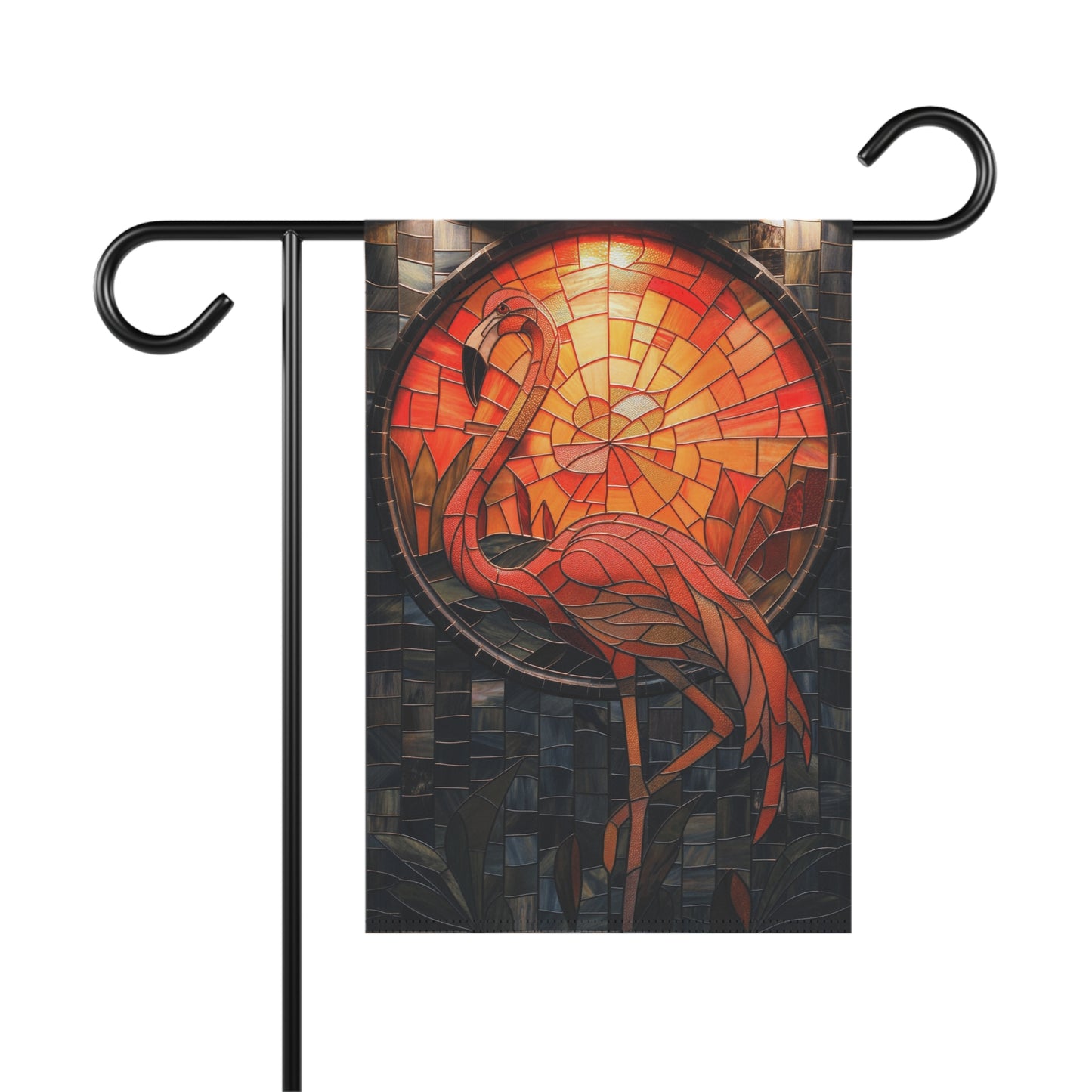 Stained Glass Flamingo Garden Flag