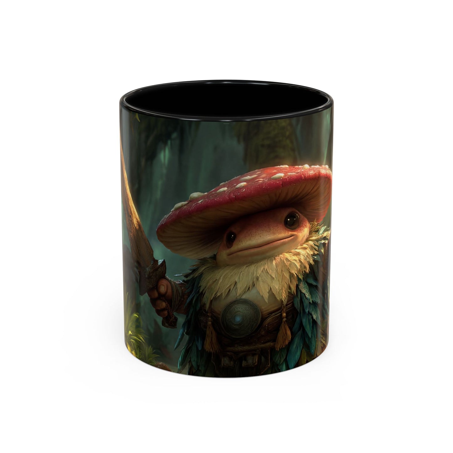 Mushroom Knight Accent Coffee Mug – Verdant Forest Guardian Sentinel