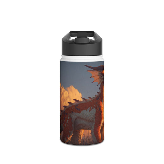 Sunset Dragon Stainless Steel Water Bottle, Standard Lid – Golden Ember Guardian