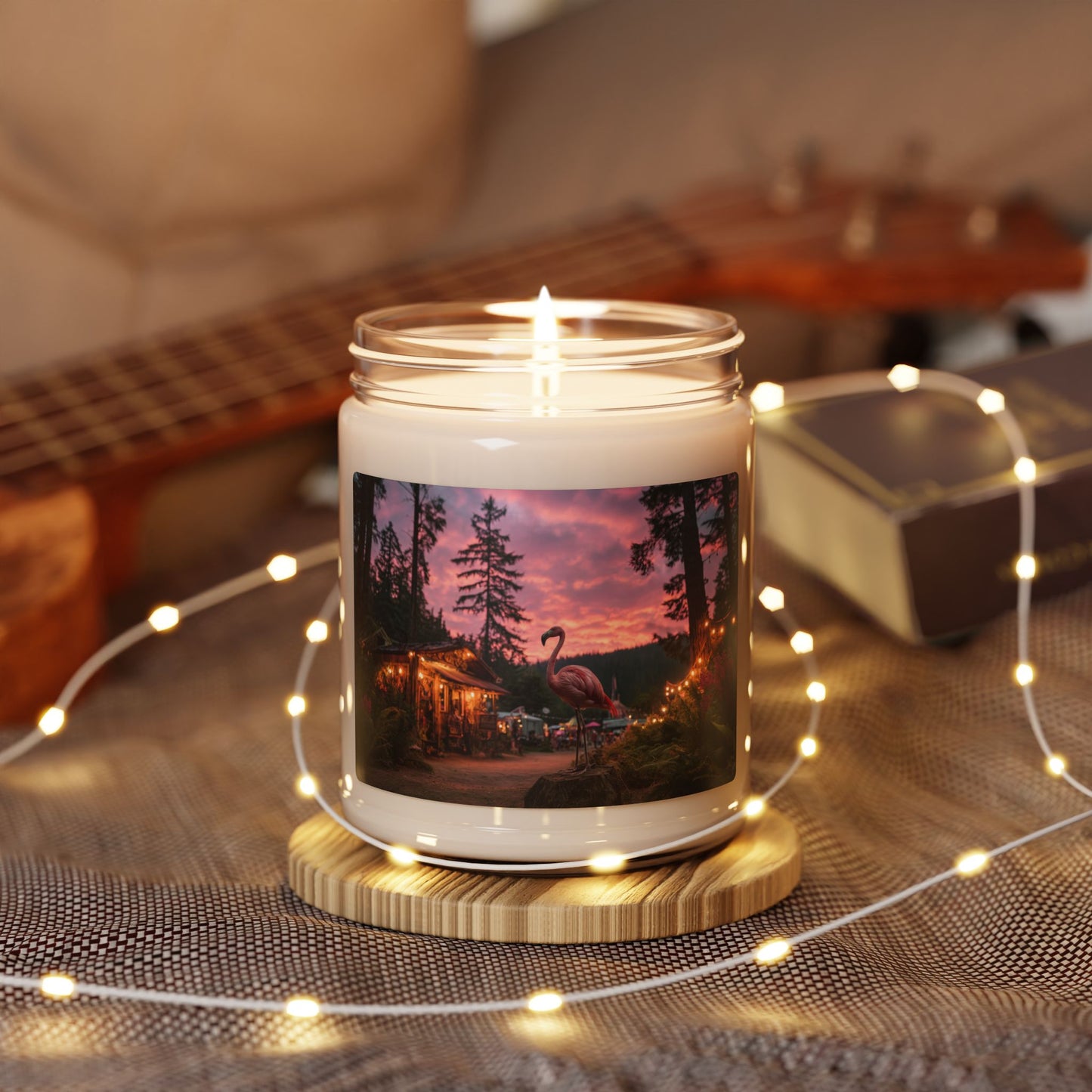 Pink Flamingo Twilight Candle – Forest Festival Dreamscape