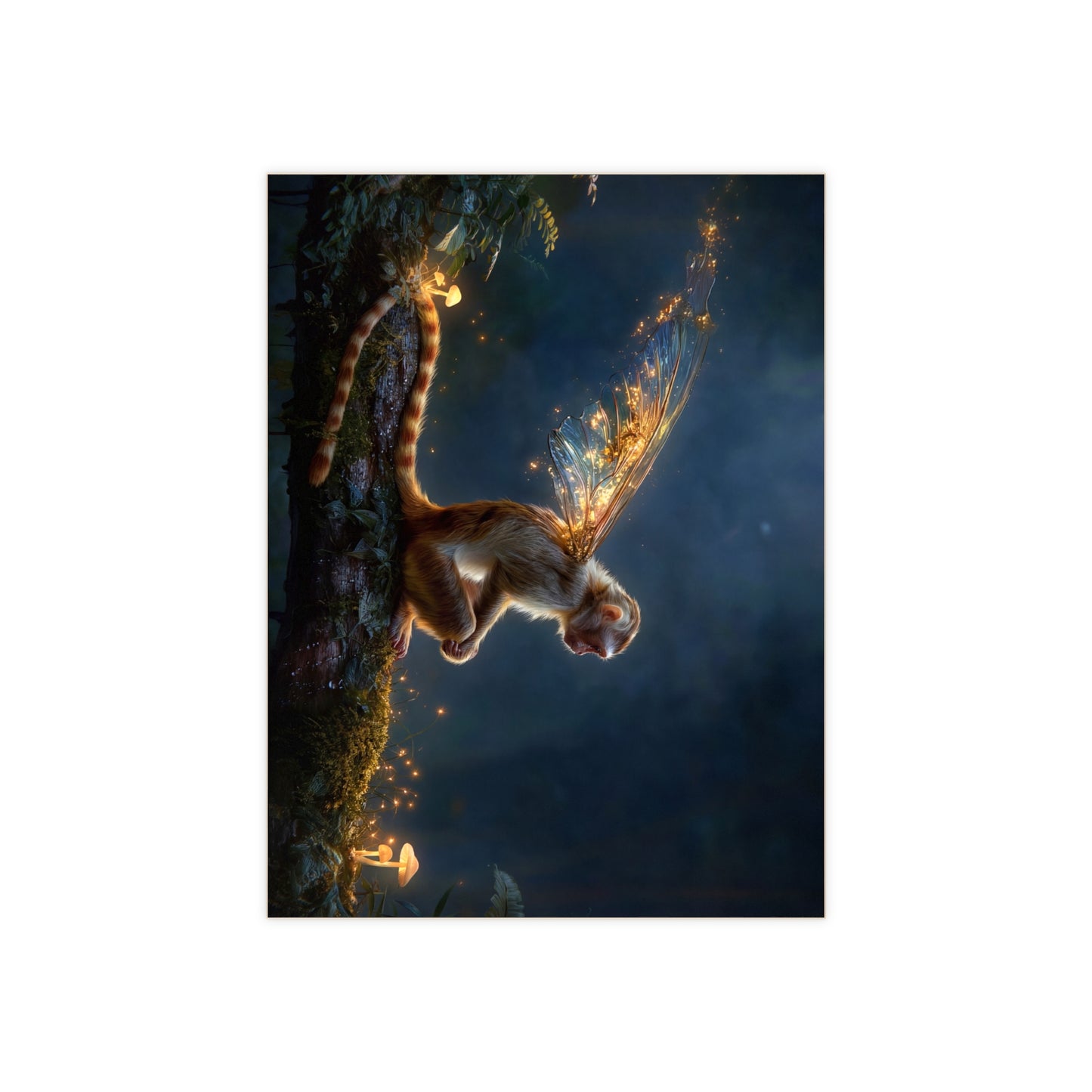 Winged Monkey in Twilight Forest Ceramic Photo Tile – Keeper of the Glowing Mushrooms