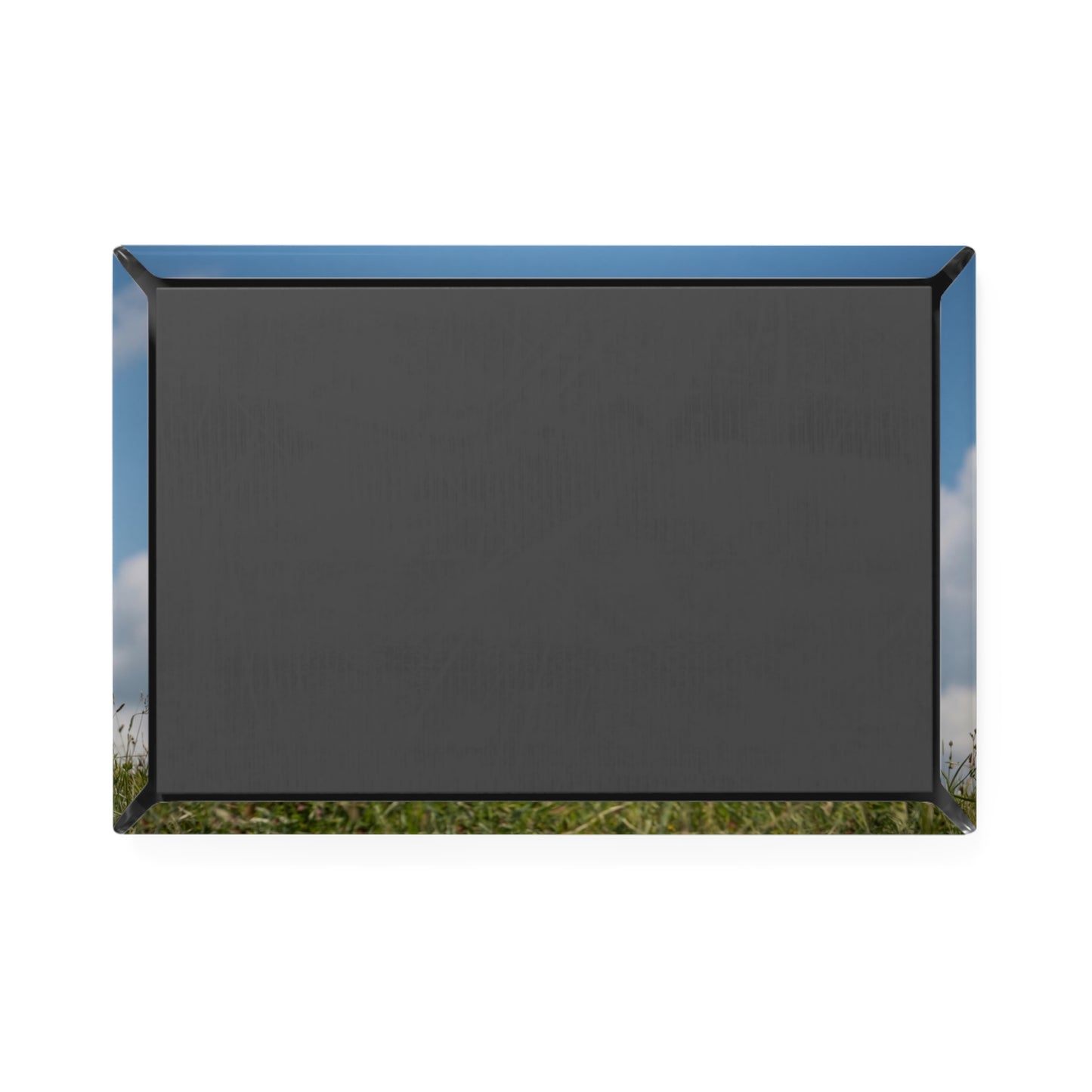 Red-Skinned Demon Warrior Button Magnet, Rectangle (1 & 10 pcs) – Standing Ground in Sunlit Grass