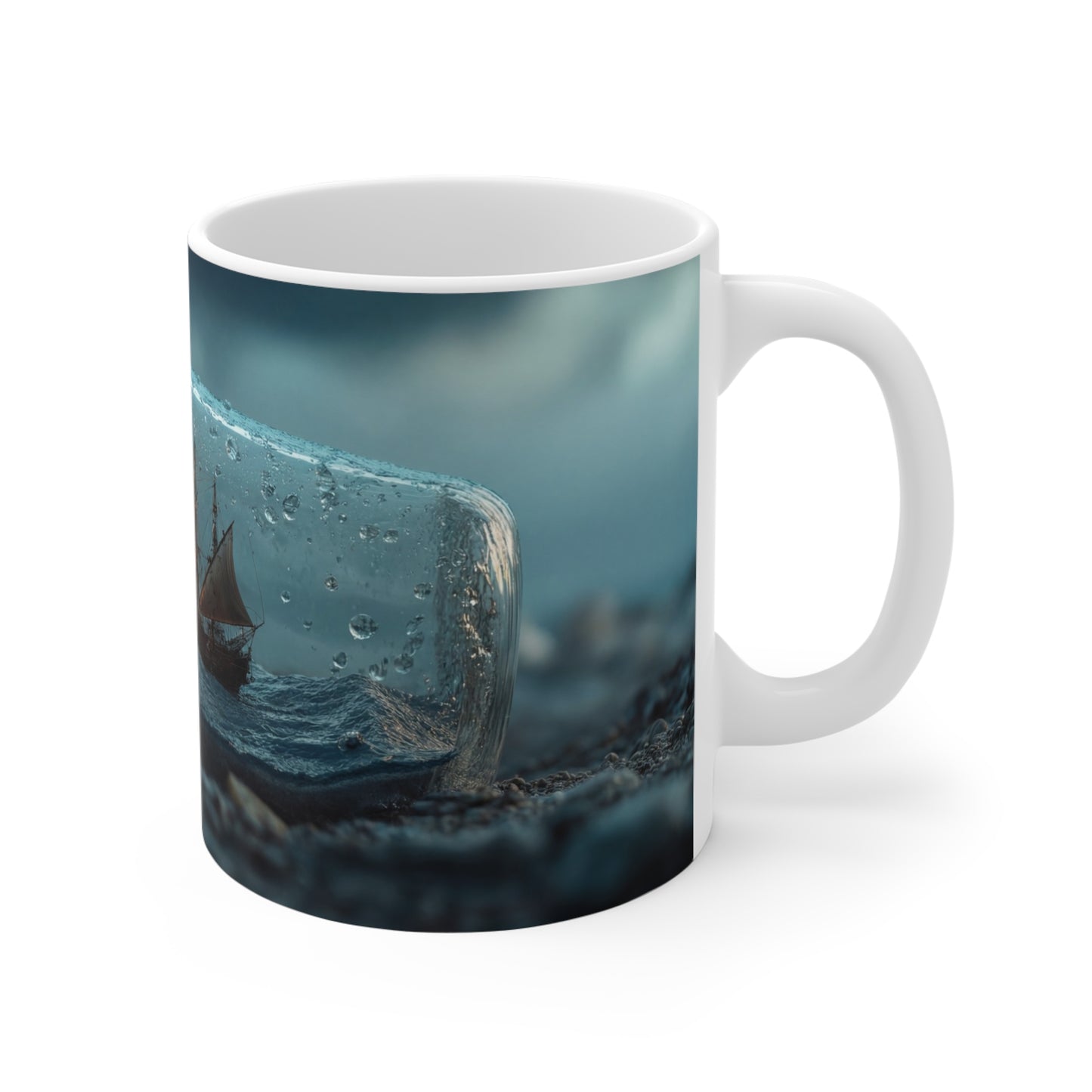 Storm-Sailed Ship in Bottle Ceramic Mugs (11oz\15oz\20oz) – Tiny Tempest, Mighty Voyage