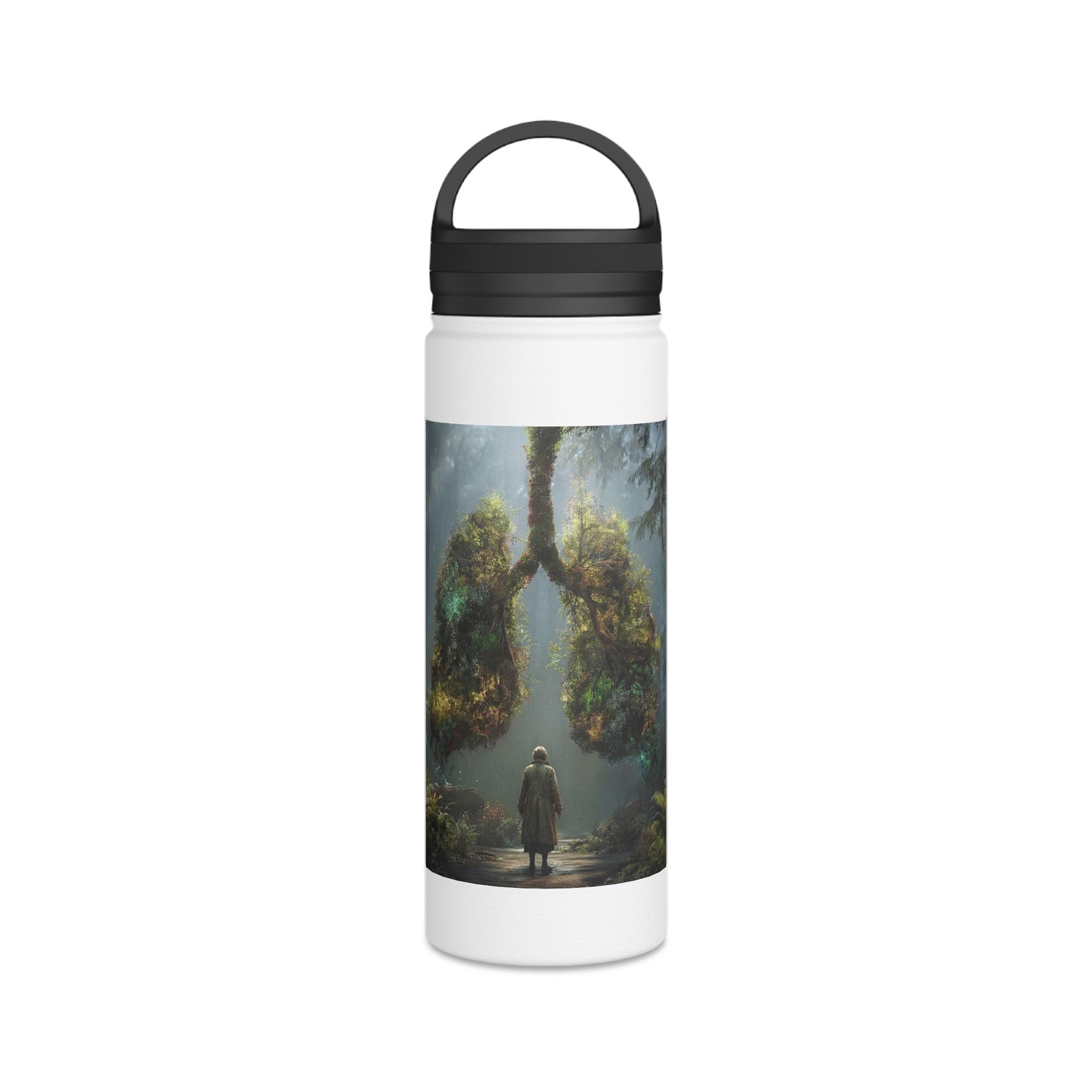 Lungs of the Forest Stainless Steel Water Bottle, Handle Lid – Breath of Ancient Canopy