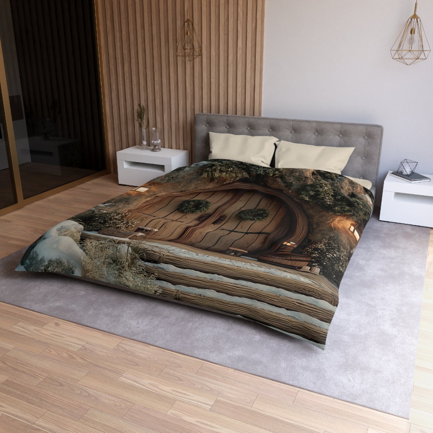 Winter’s Whisper Microfiber Duvet Cover – Cozy Treehouse Sanctuary