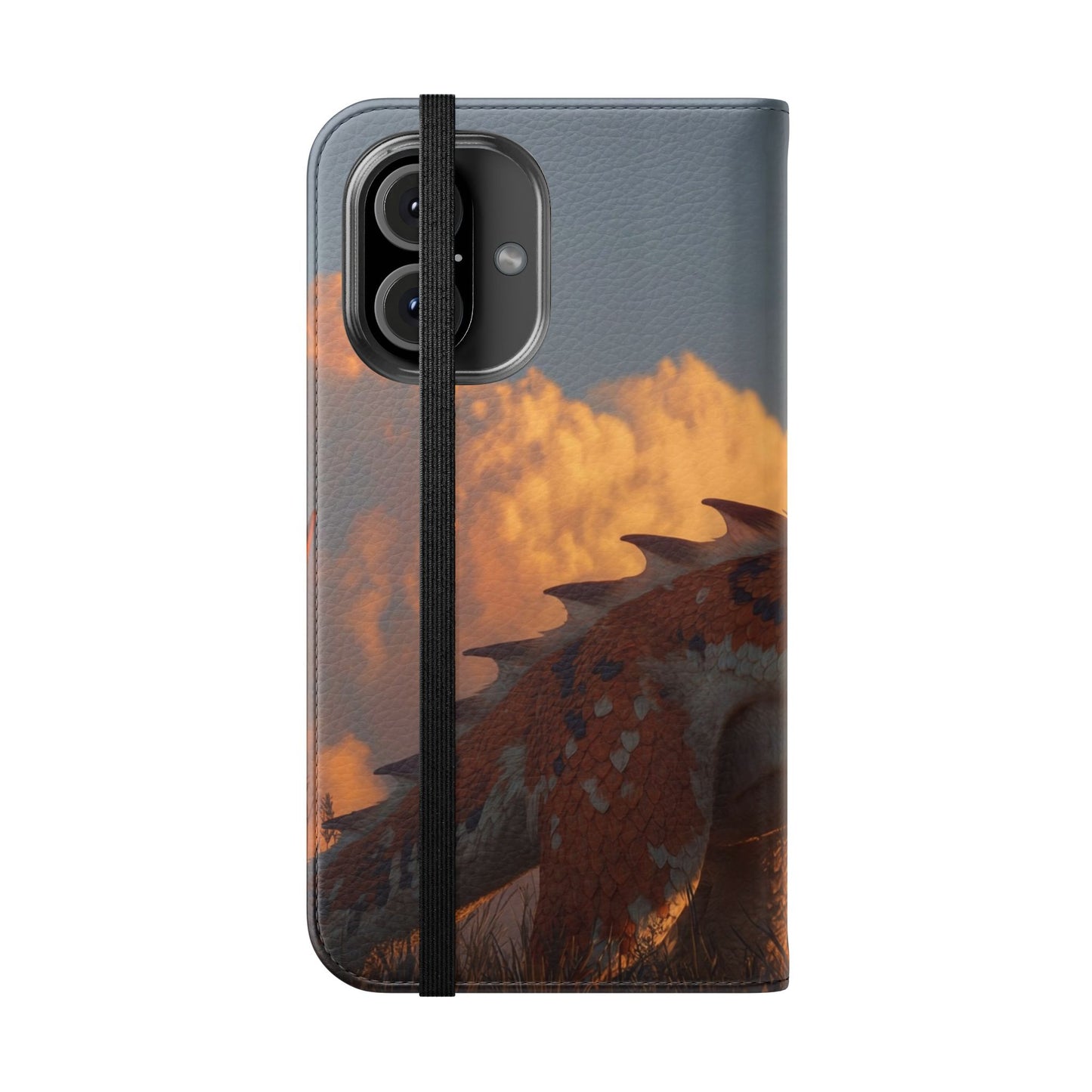 Gilded Dragon Flip Cases – Amber Sunset Guardian