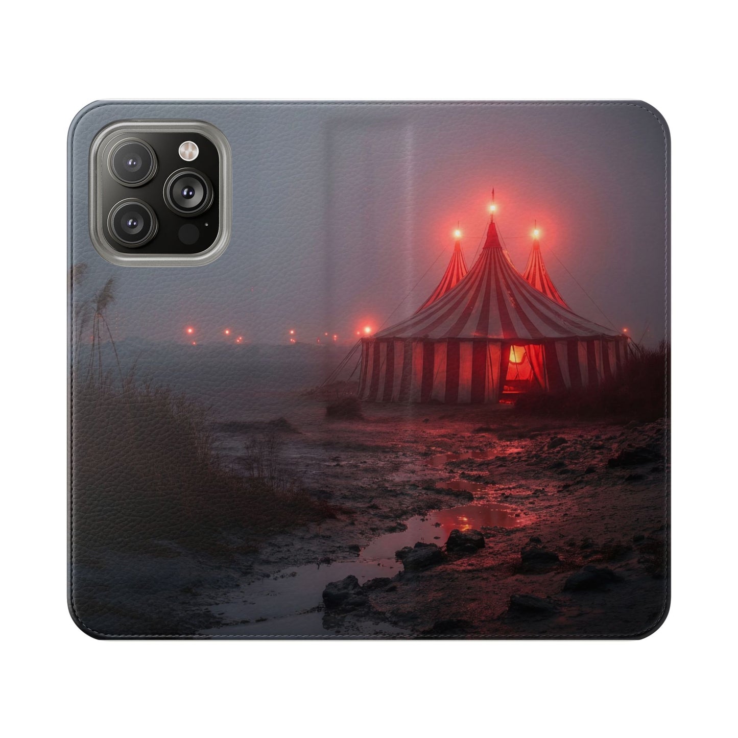 Crimson Circus Tent Flip Cases – Misty Coastside Lantern Scene