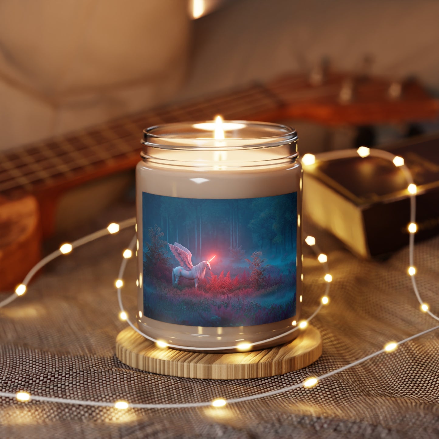Celestial Unicorn Scented Soy Candles with White Lid, 9oz – Crimson Glow in the Twilight Grove