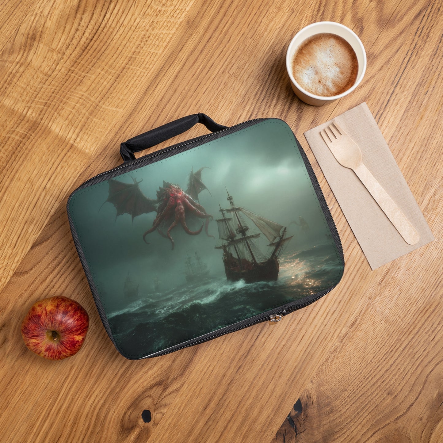 Leviathan's Wrath Lunch Bag – Storm-Tossed Ship and Sky Serpent