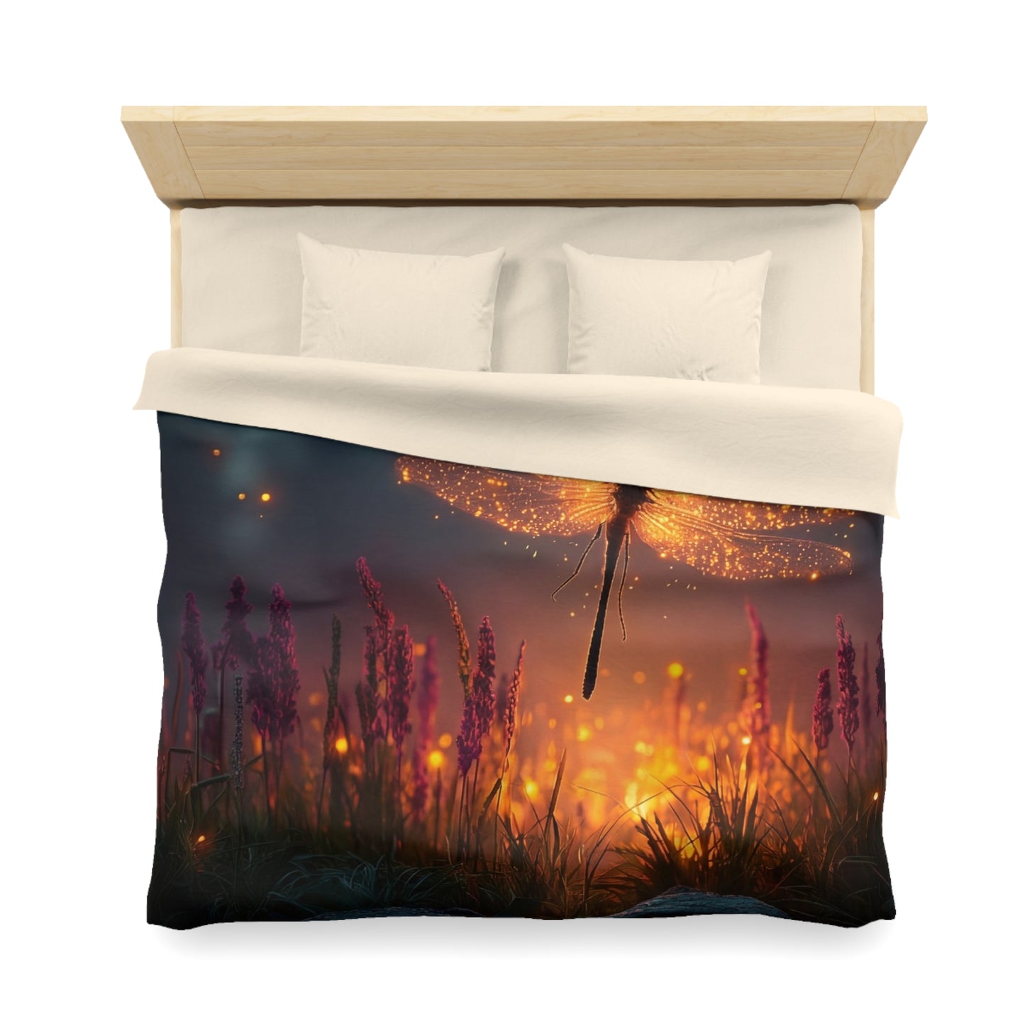 Firefly Dragonfly Microfiber Duvet Cover – Twilight Meadow Dreamscape