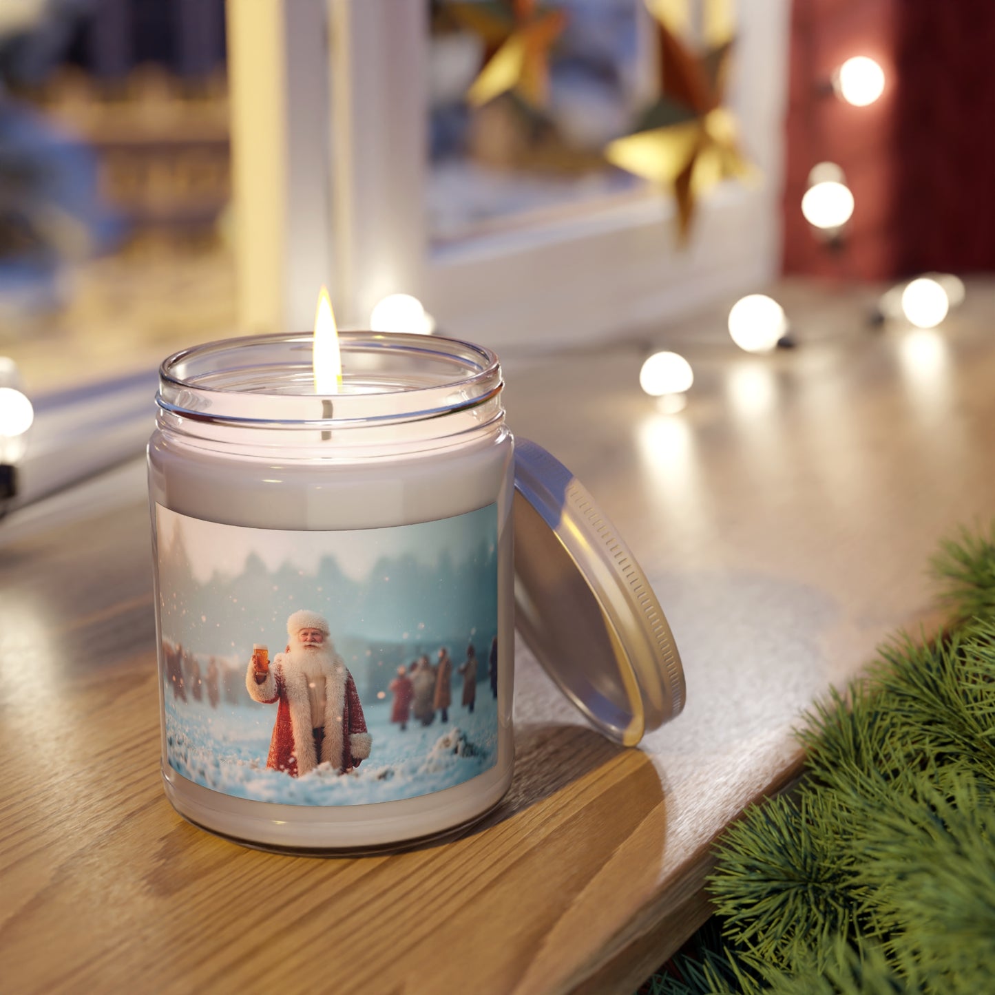 Snowdrift Santa Scented Soy Candles with White Lid, 9oz – Toasting the Frosty Hour