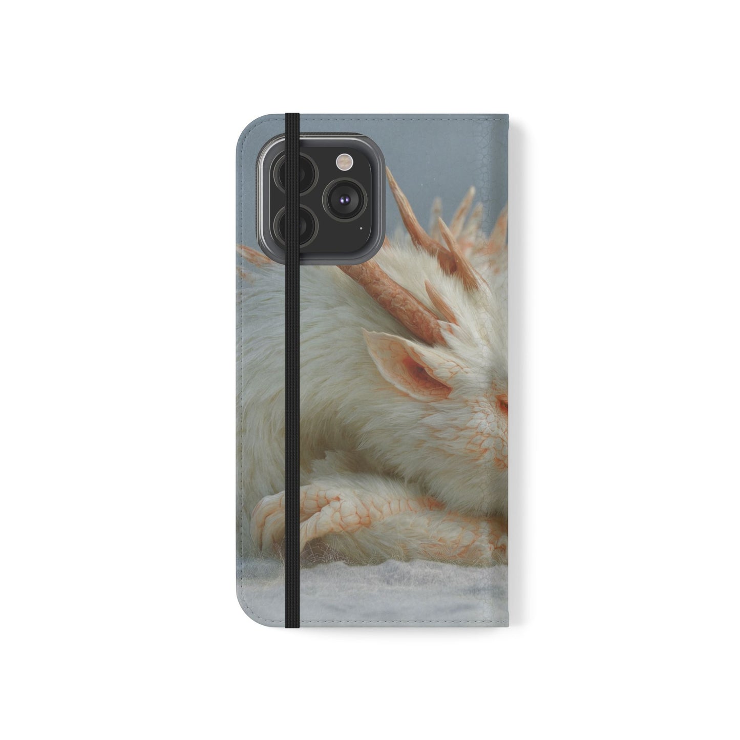 Sleeping Child and Dragon Flip Cases – Snowy Guardian Embrace