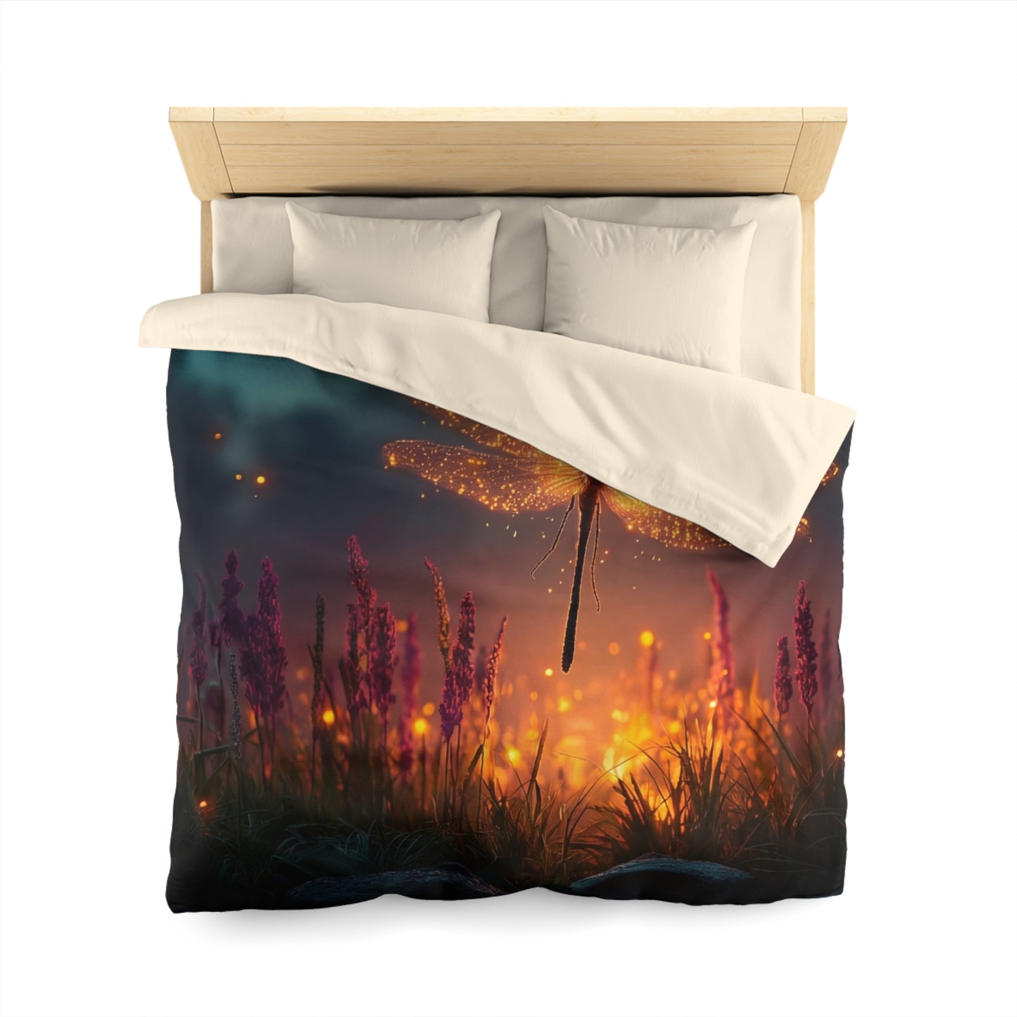 Firefly Dragonfly Microfiber Duvet Cover – Twilight Meadow Dreamscape