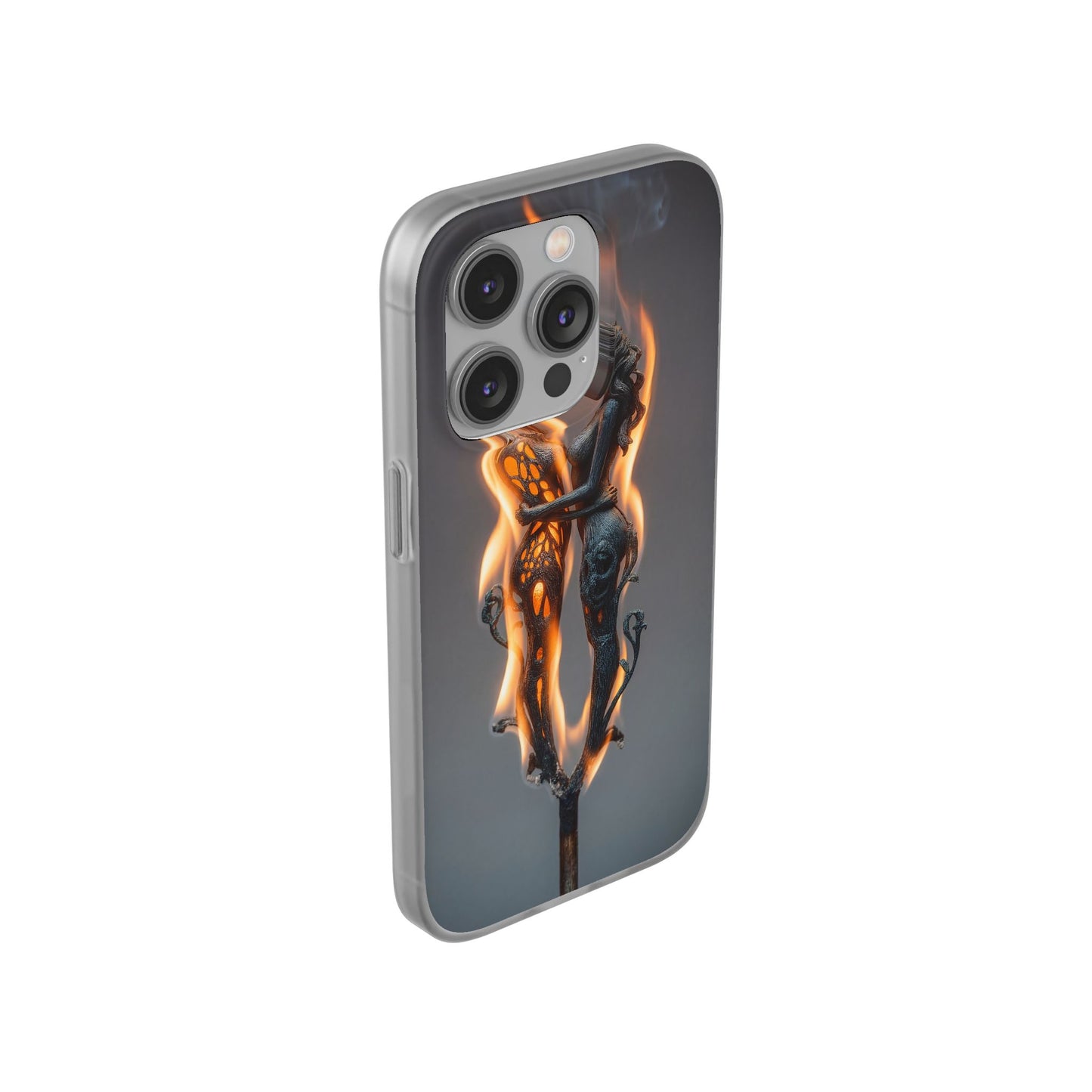 Flame-Embraced Lovers Flexi Cases – Intimate Glow Within the Fire