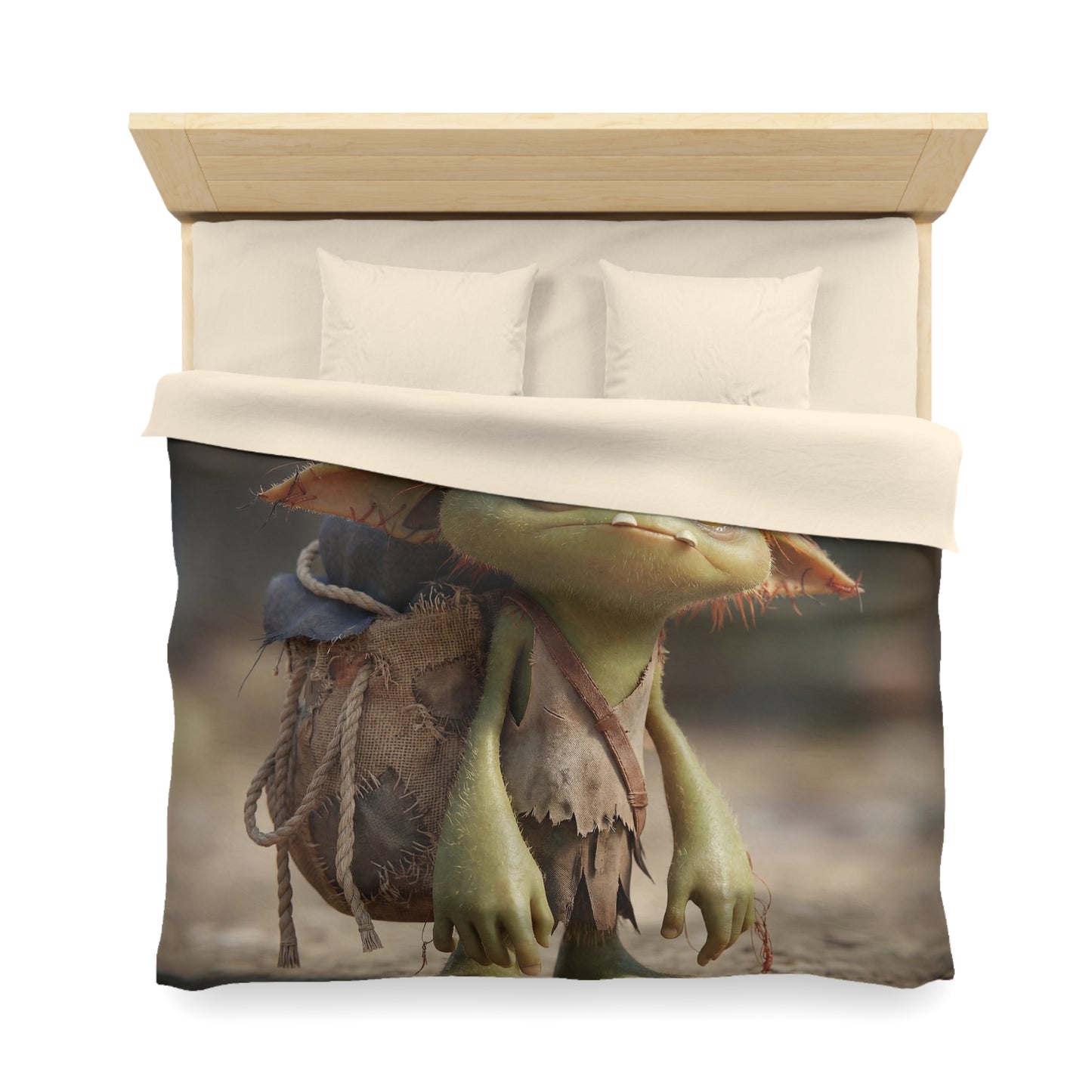 Tiny Goblin Explorer Microfiber Duvet Cover – Sunlit Trail Companion
