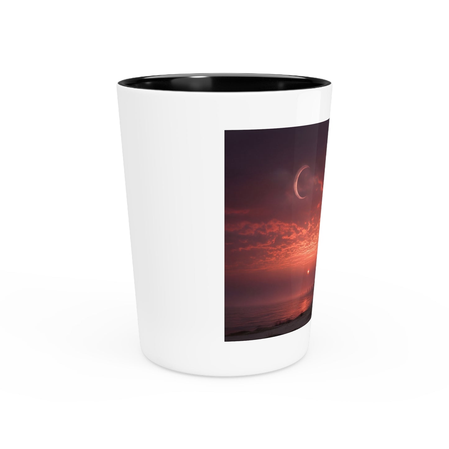 Moonlit Staircase Shot Glass – Crimson Horizon Sentinel Design