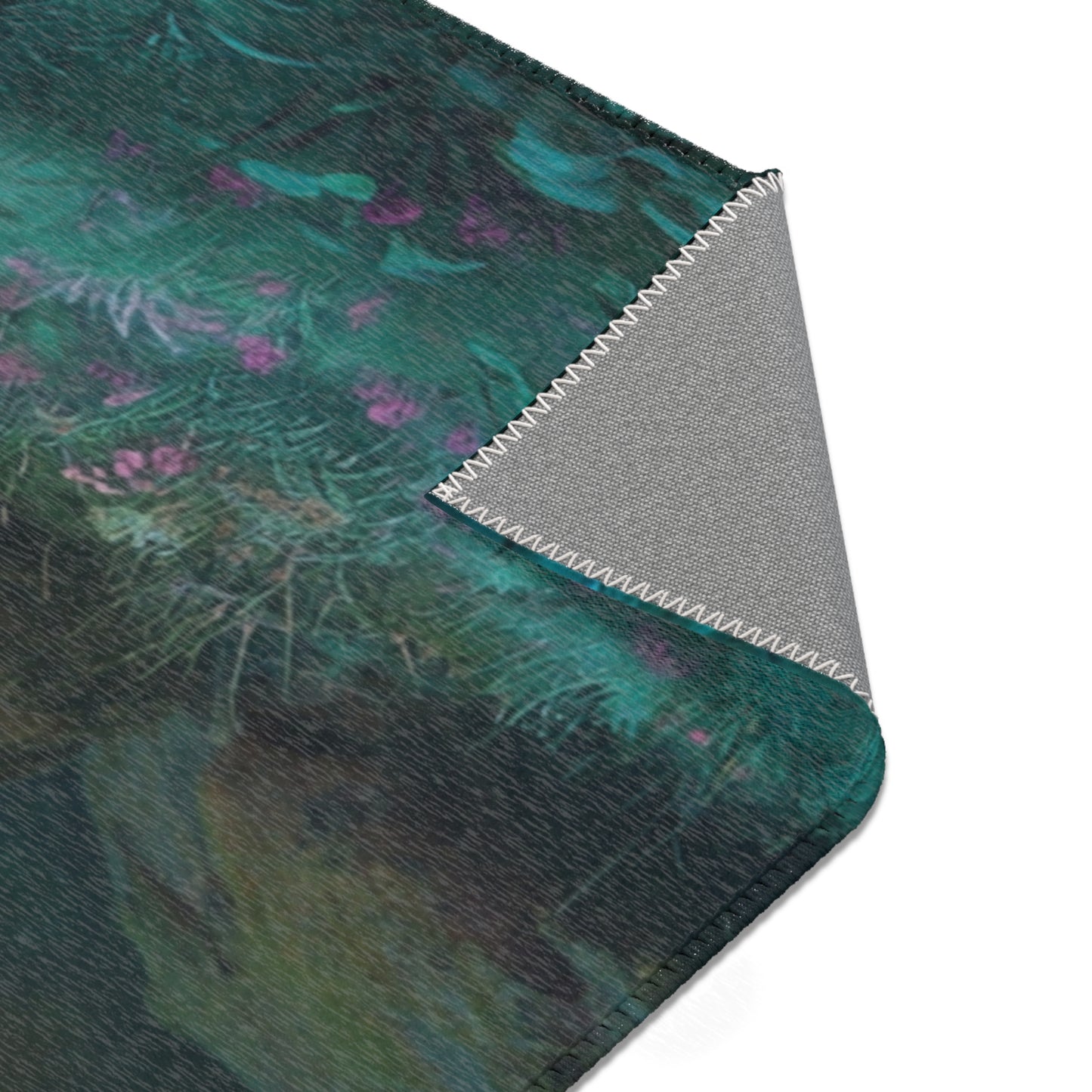 Elven Sentinel Area Rug – Twilight Grove with Glowing Blade