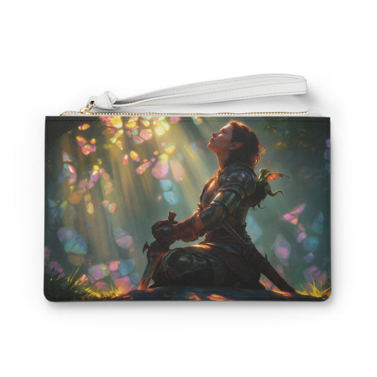 Sunlit Sentinel Clutch Bag – Warrior’s Rest in Crystal Forest
