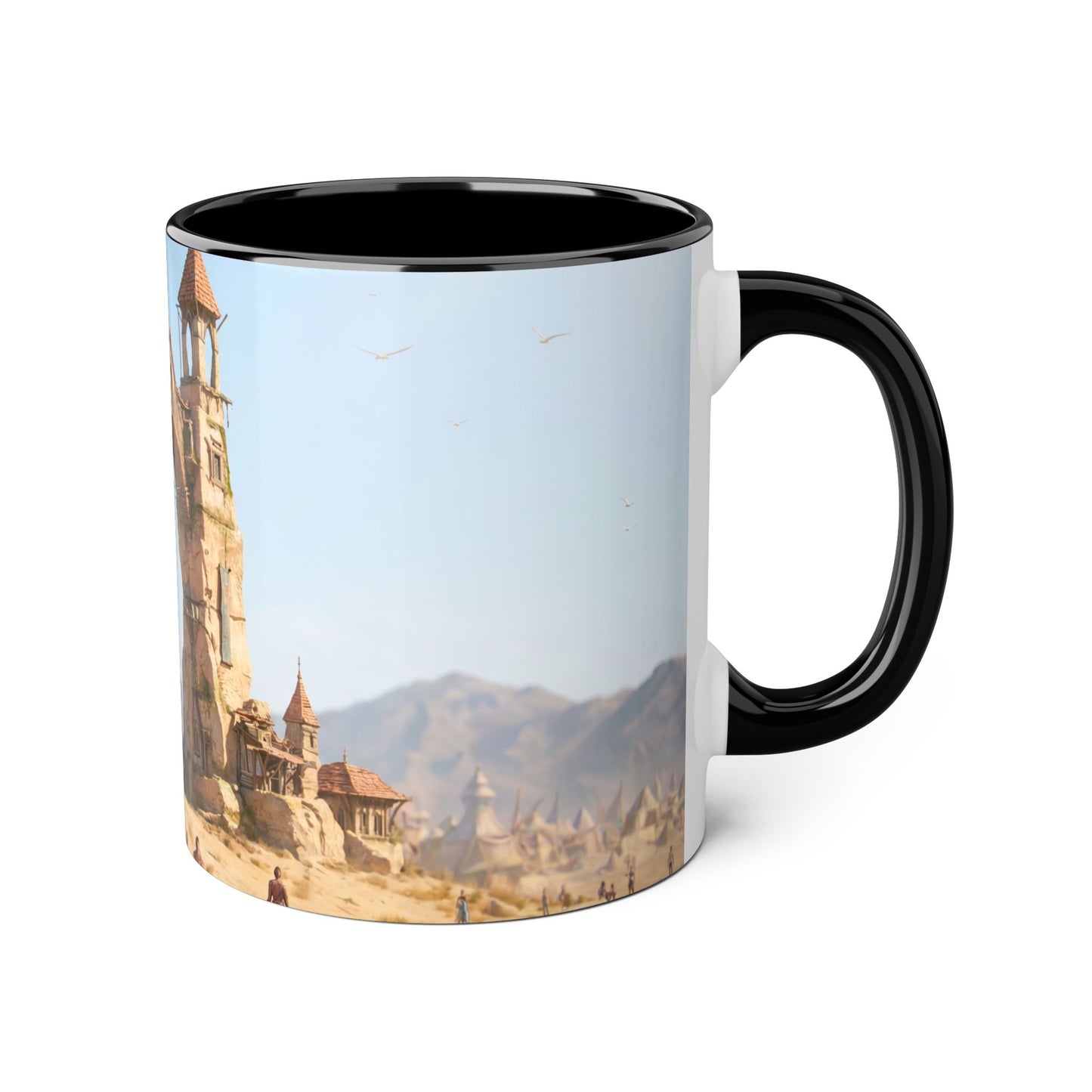 Dusty Gate Guardian Accent Mugs, 11oz – Sandstone Sentinel Archway