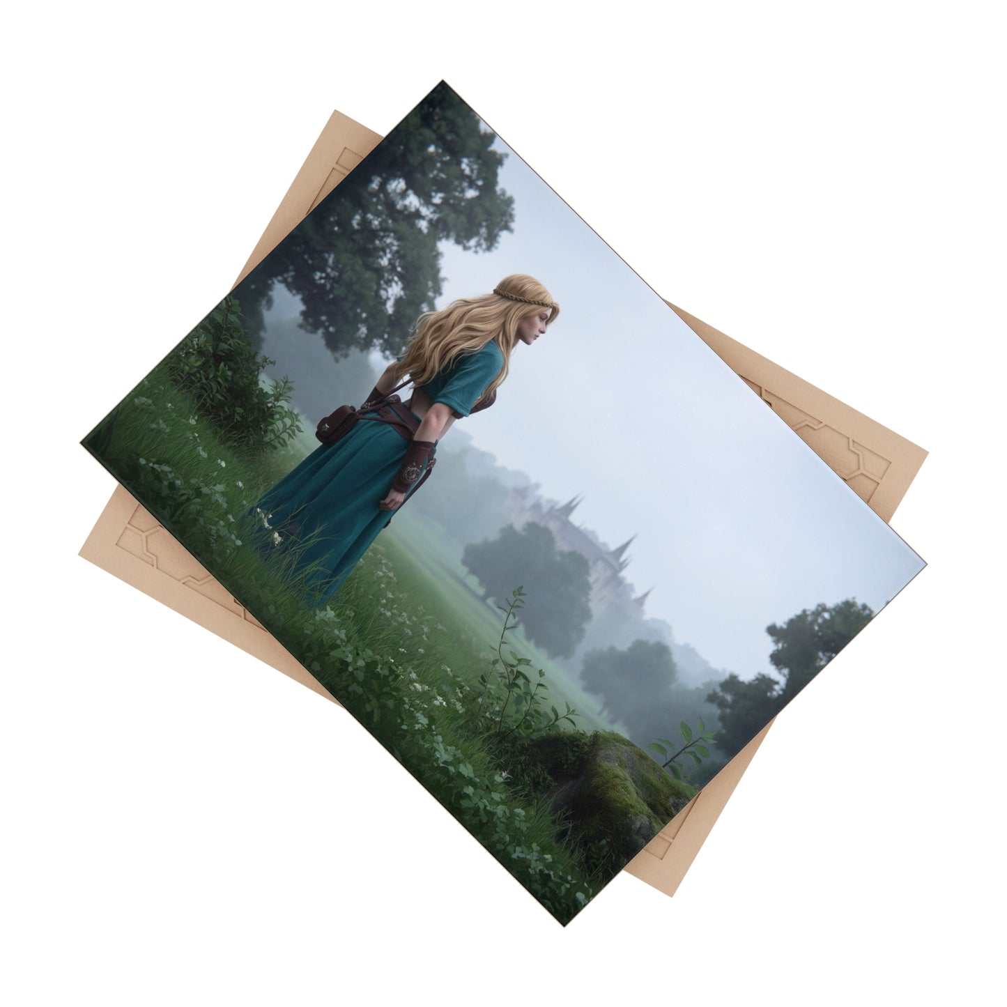 Misty Grove Pathfinder Ceramic Photo Tile – Emerald Veil and Ancient Keep