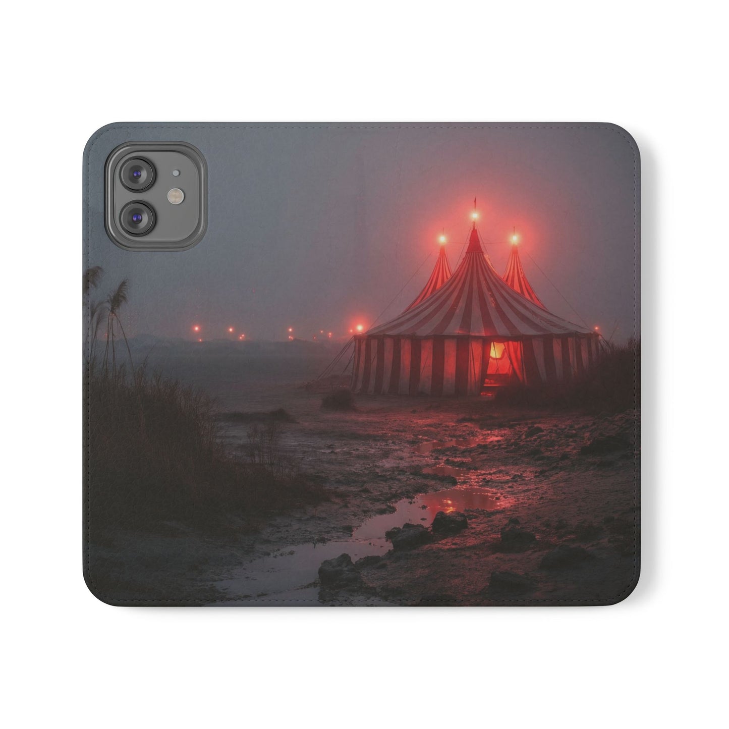 Crimson Circus Tent Flip Cases – Misty Coastside Lantern Scene