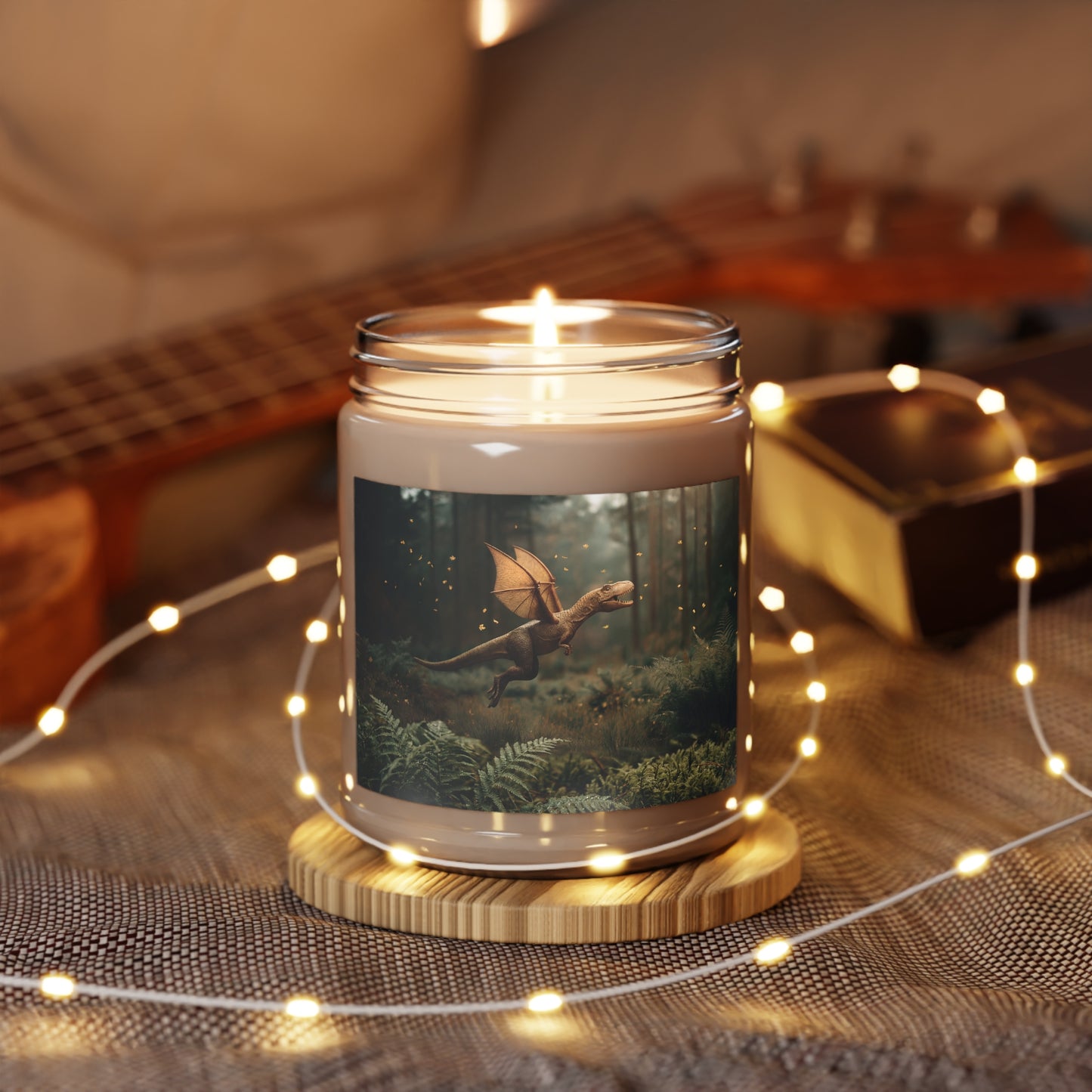 Forest Dragoon Scented Soy Candles with White Lid, 9oz – Amber Light Through Ancient Canopy