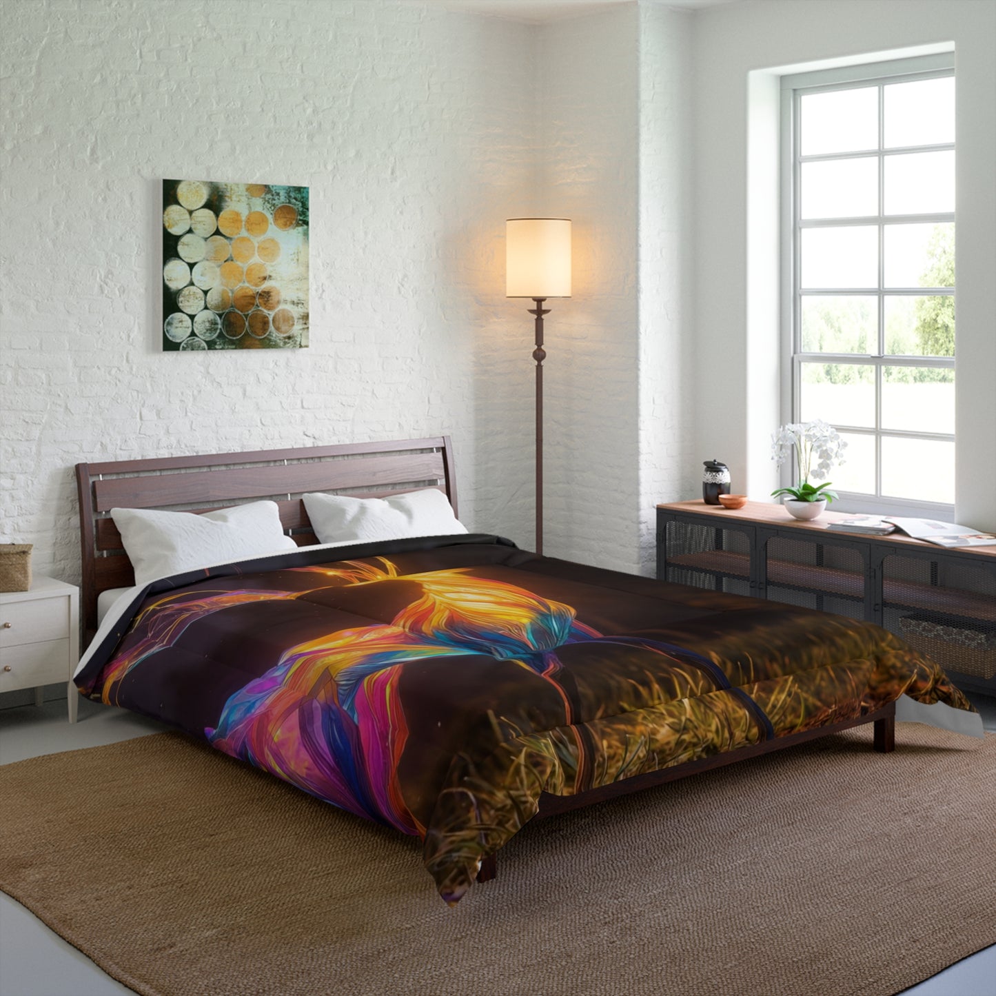 Chromatic Stag Comforter – Whispers of Night and Light