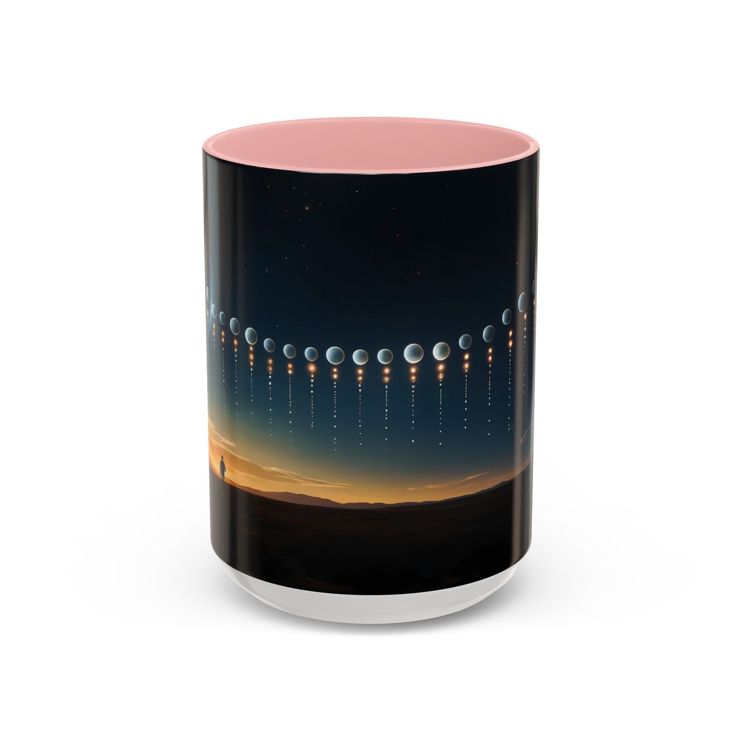 Celestial Pathway Accent Coffee Mug (11, 15oz) – Lone Walker Among Falling Moons