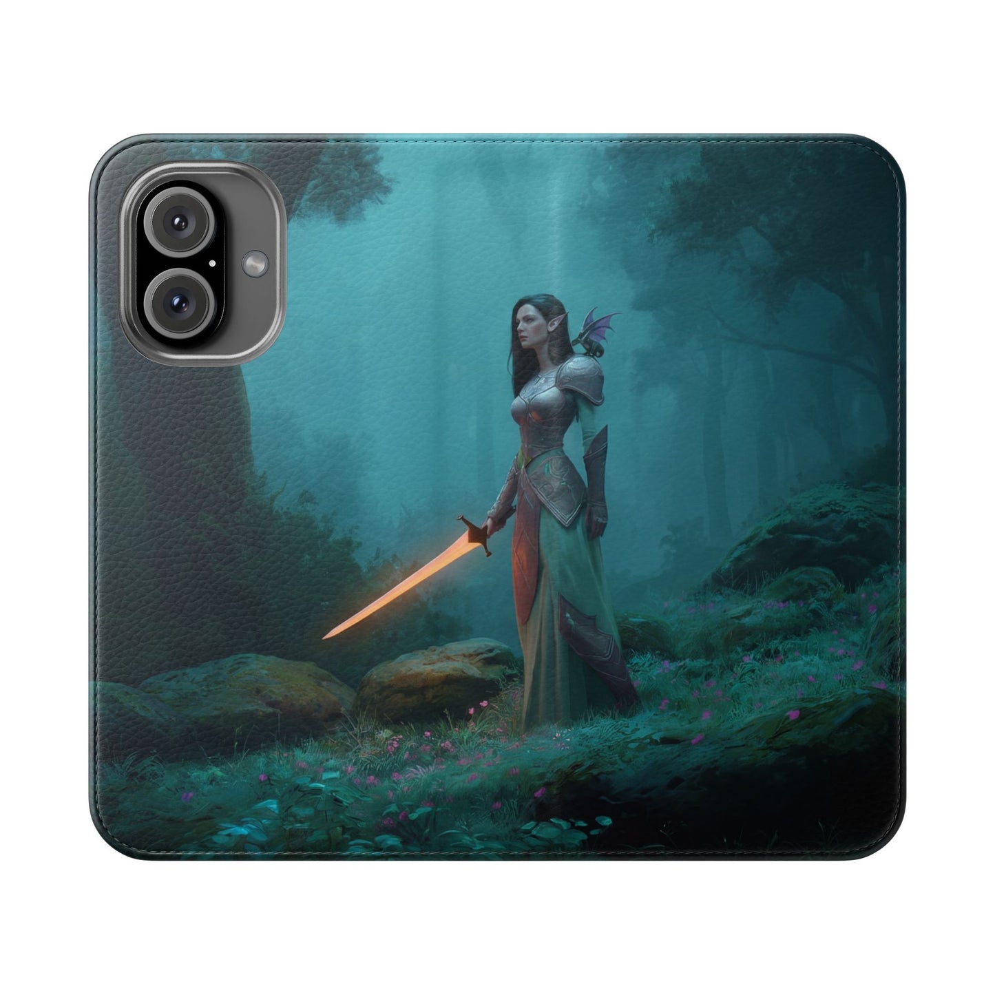 Forest Guardian Flip Cases – Elven Sentinel with Glowing Blade