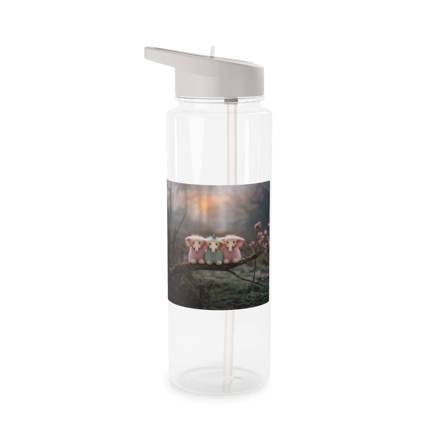 Three Fluffy Elephants Tritan Water Bottle – Mossy Branch Twilight Scene