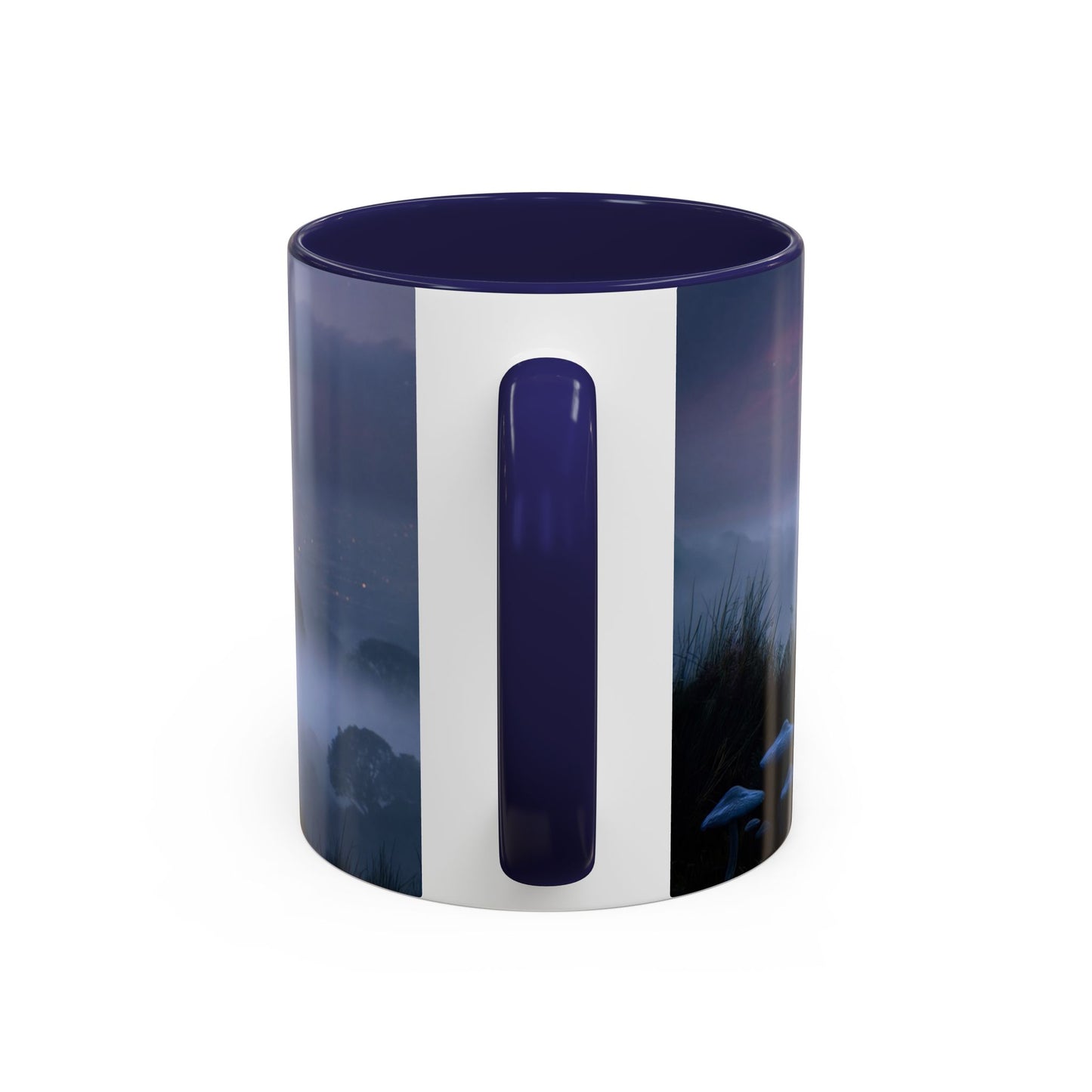 Moonlit Mycophile Accent Coffee Mug (11, 15oz) – Twilight Guardian of the Fungal Peaks