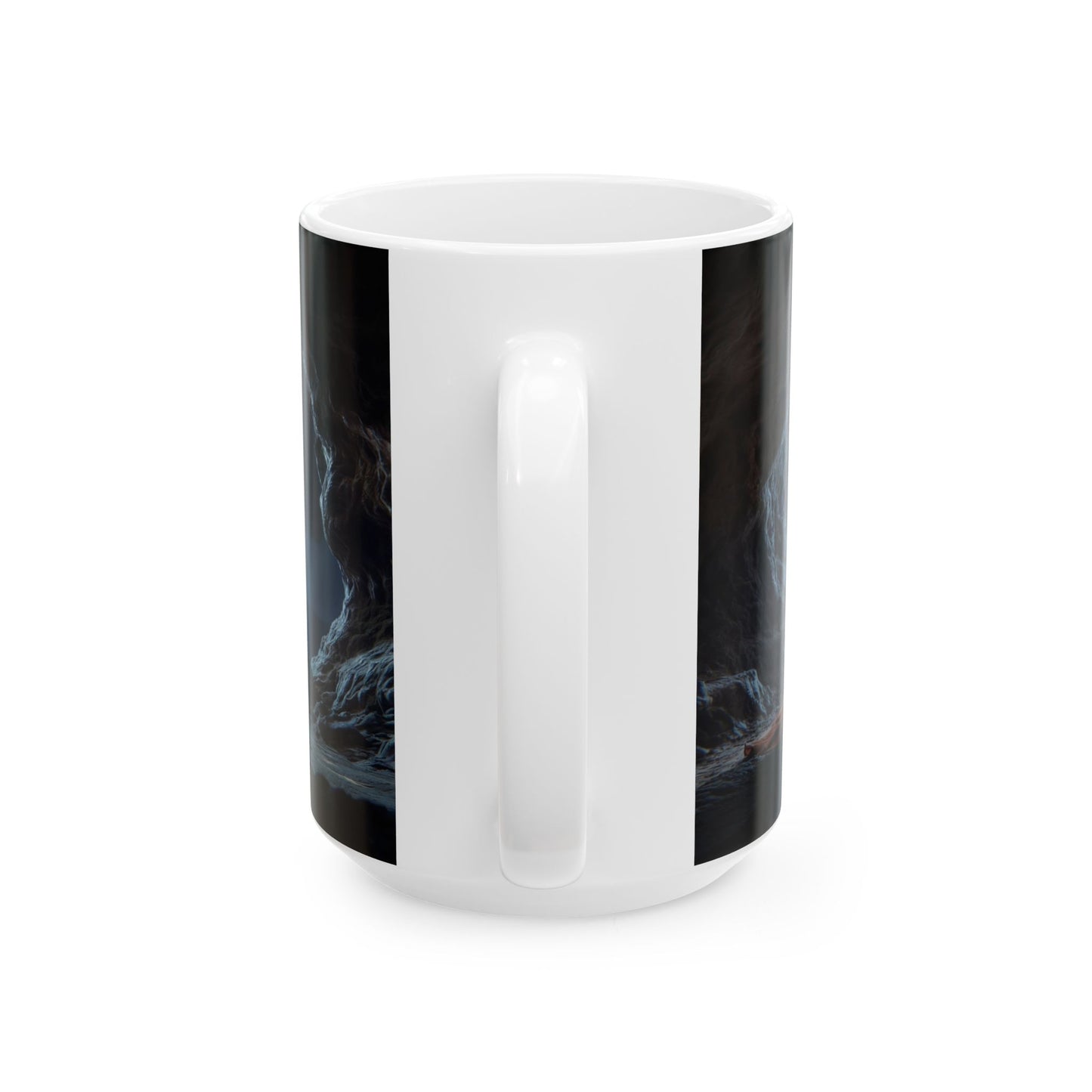 Moonlit Monk Meditation Mug – Tranquil Cave Reflections