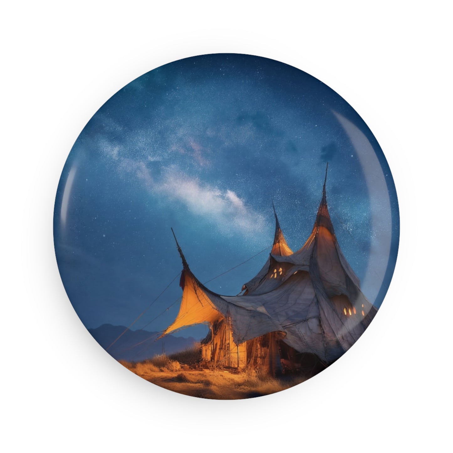 Starlit Nomad Tent Magnet – Warm Glow Under Milky Way