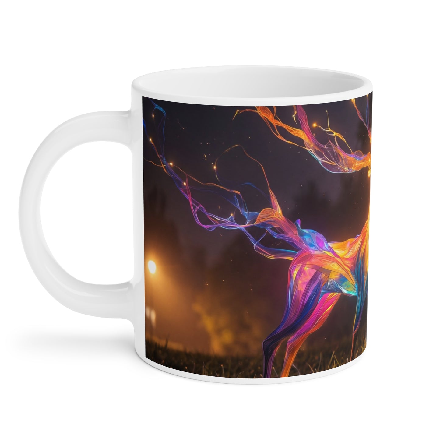 Chromatic Stag Ceramic Mugs (11oz\15oz\20oz) – Night Garden Luminescence