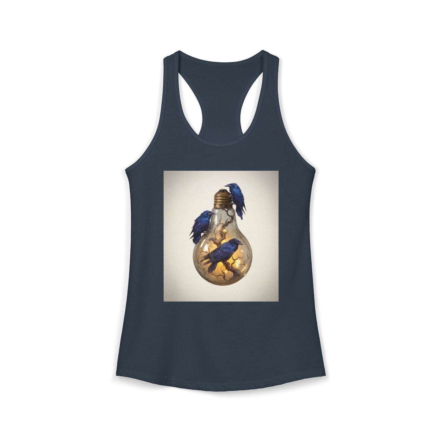Glass Bulb Racerback Tank – Obsidian Ravens and Gilded Branches