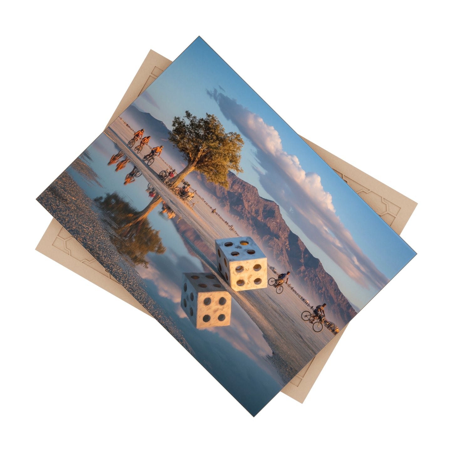 Giant Dice Desert Reflection Tile – Sunset Serenity at Burning Man