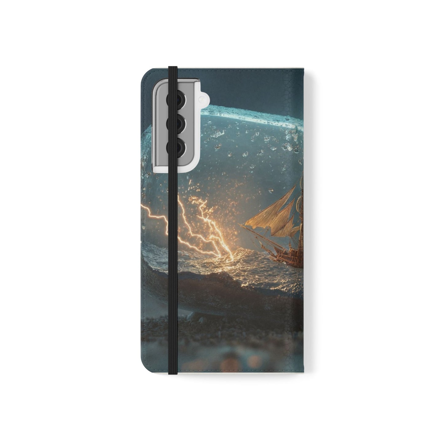 Storm-Struck Galleon Flip Cases – Lightning Inside Glass Bottle